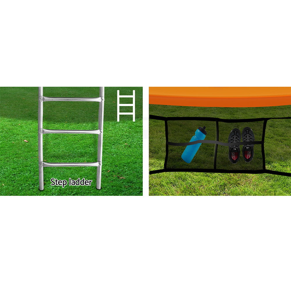 Everfit 16FT Trampoline for Kids w/ Ladder Enclosure Safety Net Rebounder Orange-Sports & Fitness > Trampolines-PEROZ Accessories