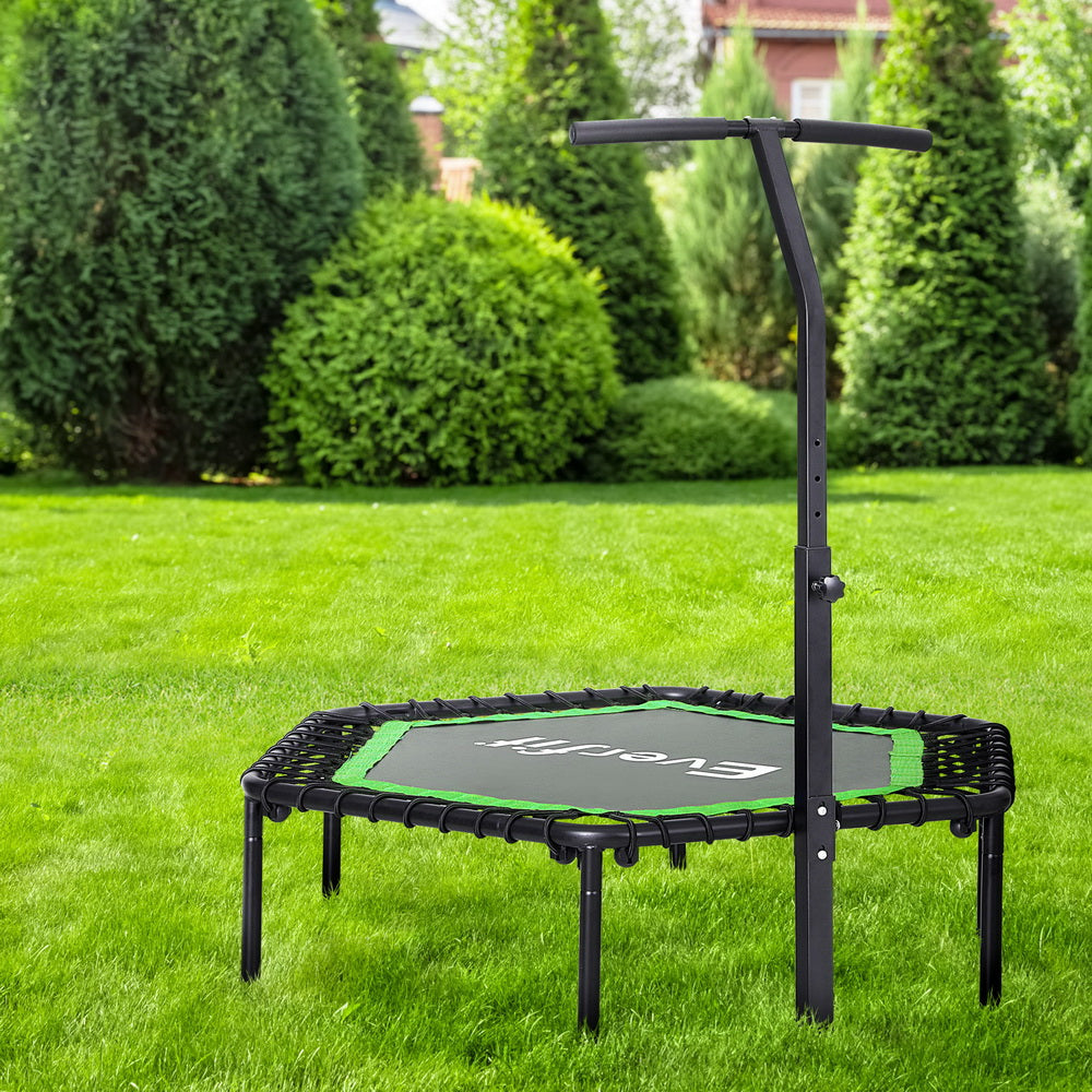 Everfit 48inch Hexagon Fitness Trampoline Rebounder Adjustable Handrail Green-Sports & Fitness > Trampolines > Trampolines & Accessories-PEROZ Accessories