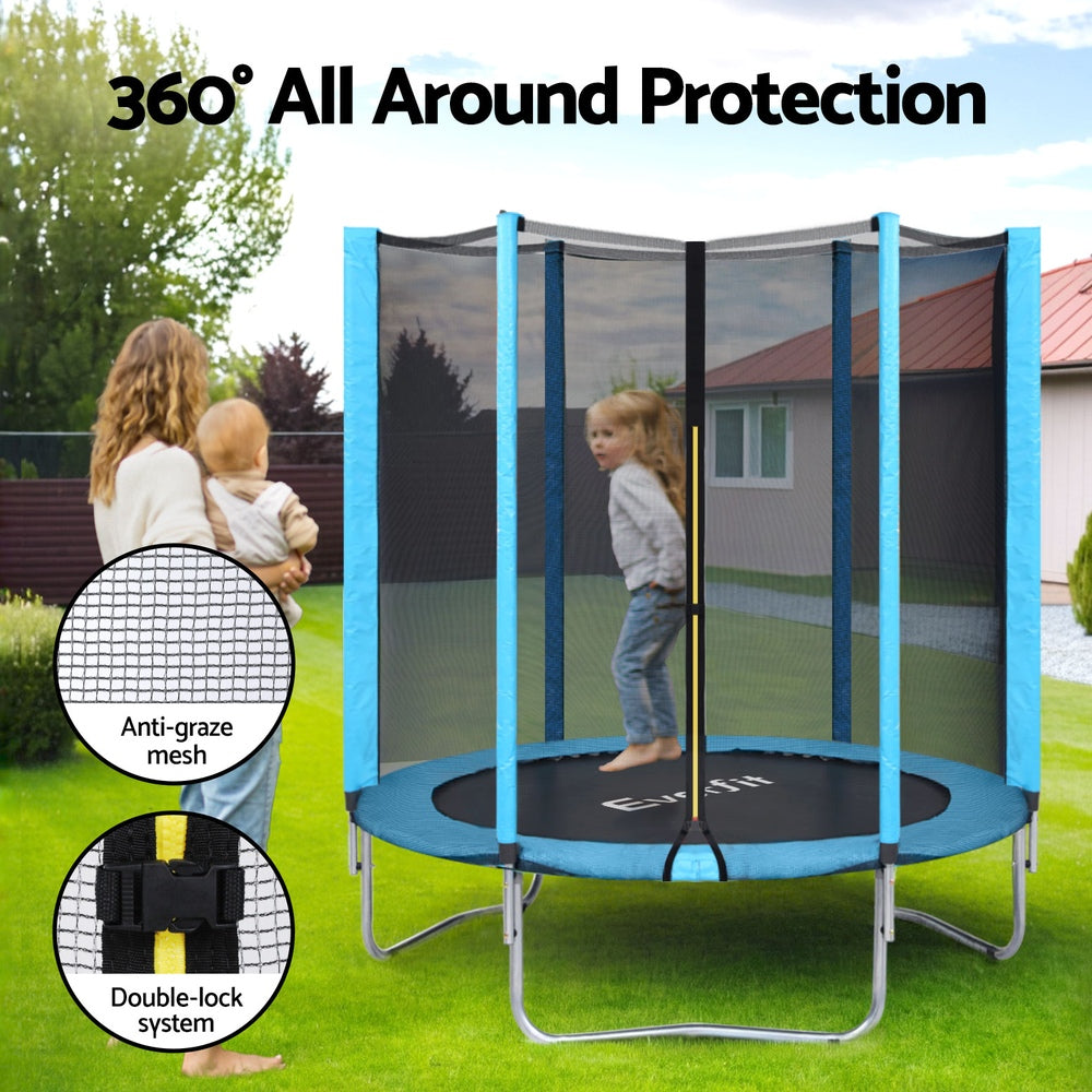 Everfit Trampoline 6FT Kids Trampolines Safety Net Pad Round Blue-Sports & Fitness > Trampolines > Trampolines & Accessories-PEROZ Accessories
