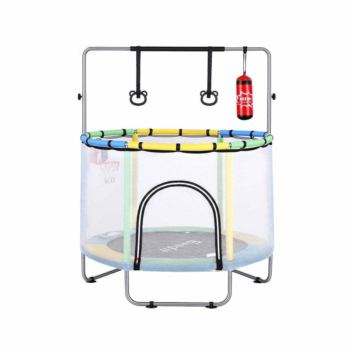 Everfit 55inch Trampoline Kids Rebounder with Basketball Set Sandbag Boxing Game-Sports & Fitness > Trampolines > Trampolines & Accessories-PEROZ Accessories