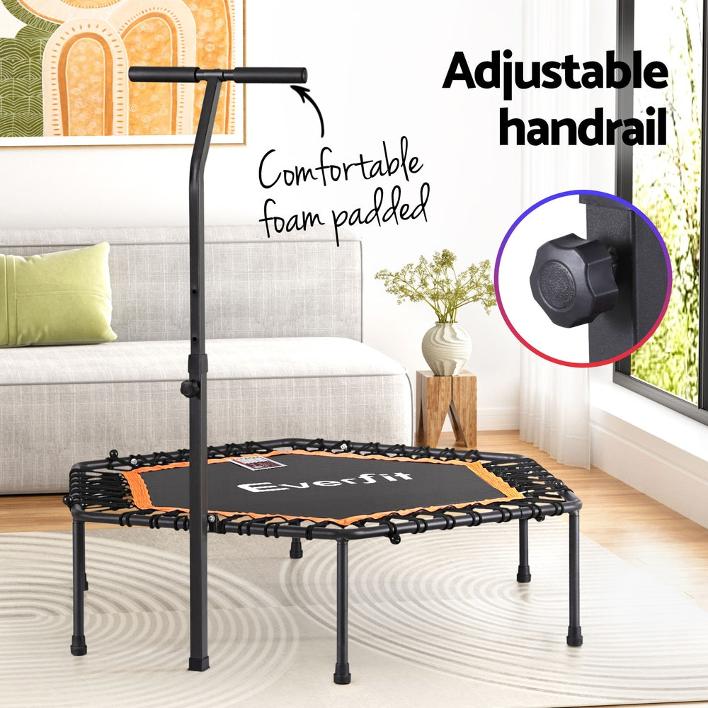 Everfit 51inch Hexagon Fitness Trampoline Rebounder Adjustable Handrail Orange-Sports & Fitness > Trampolines > Trampolines & Accessories-PEROZ Accessories
