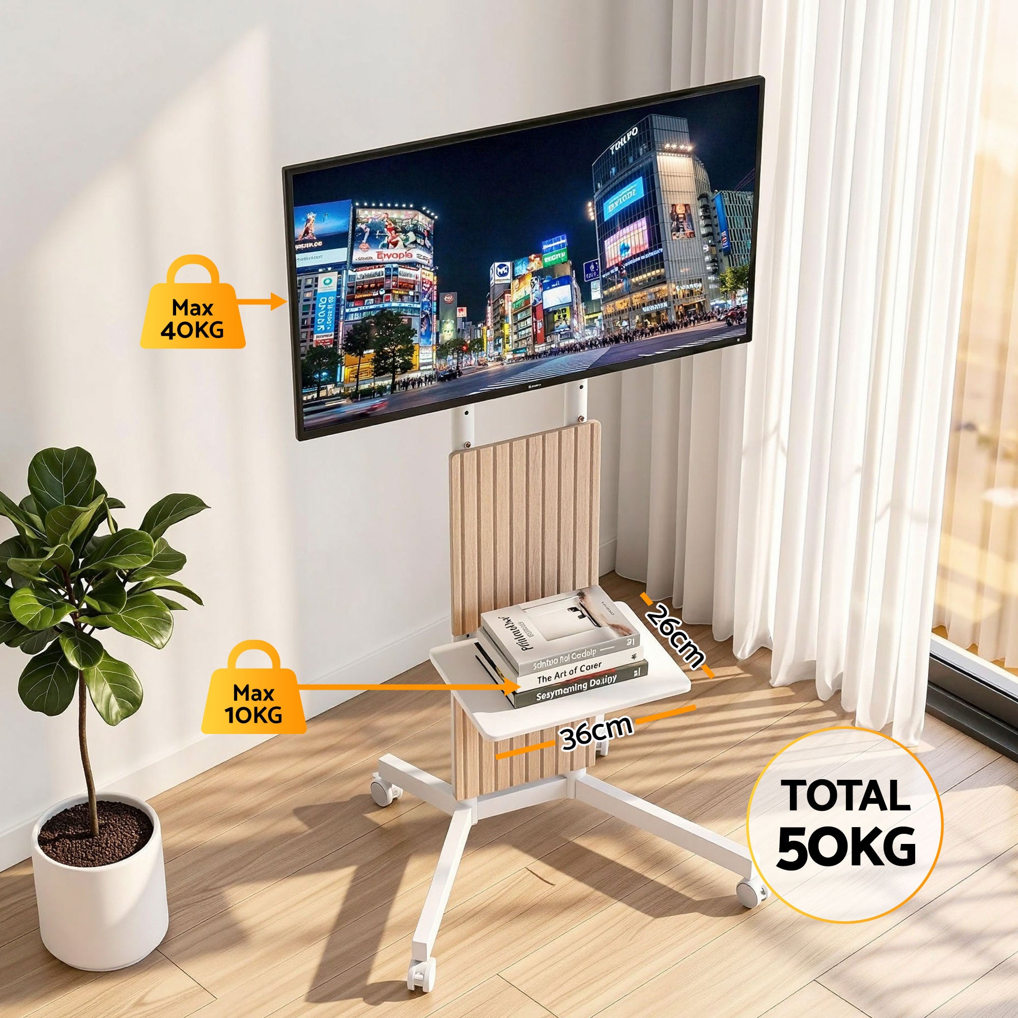 Artiss Mobile TV Floor Stand for 32-65" Mount Bracket Universal Adjustable Height with Wheels-Furniture > Living Room > TV Units-PEROZ Accessories