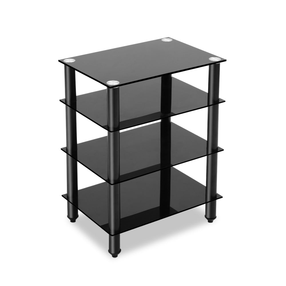 Artiss TV Stand 4 Tiers Storage Shelf Rack Tempered Glass Entertainment Unit-TV & Monitor Mounts-PEROZ Accessories