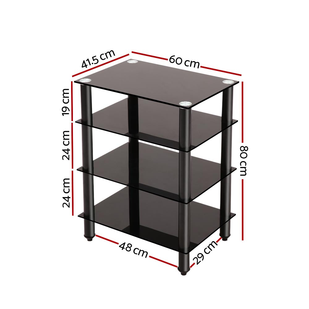 Artiss TV Stand 4 Tiers Storage Shelf Rack Tempered Glass Entertainment Unit-TV & Monitor Mounts-PEROZ Accessories