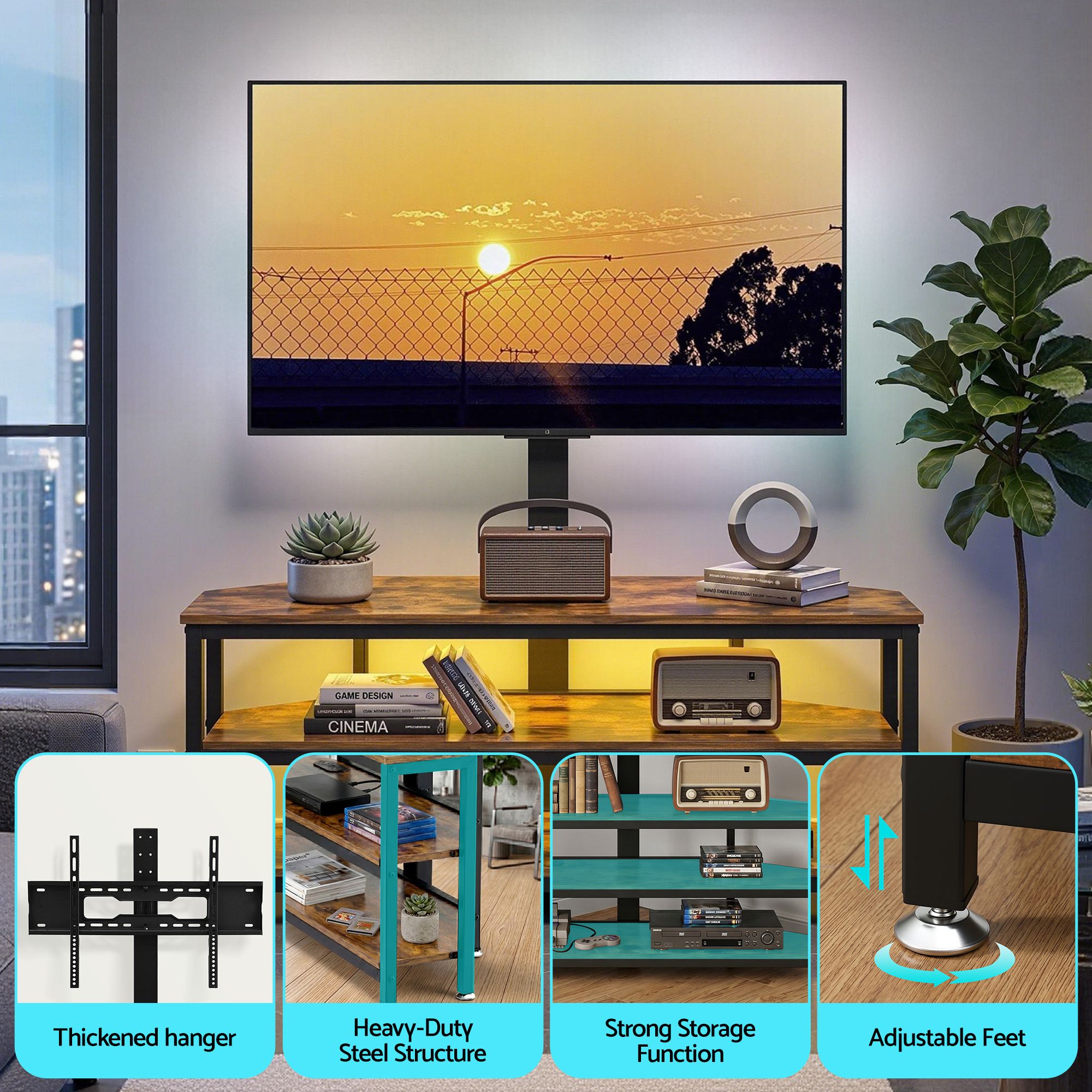 Artiss Corner TV Stand 32-70" w/ Mount LED Lights & Power Outlet Space Saving-Furniture > Living Room > TV Units-PEROZ Accessories