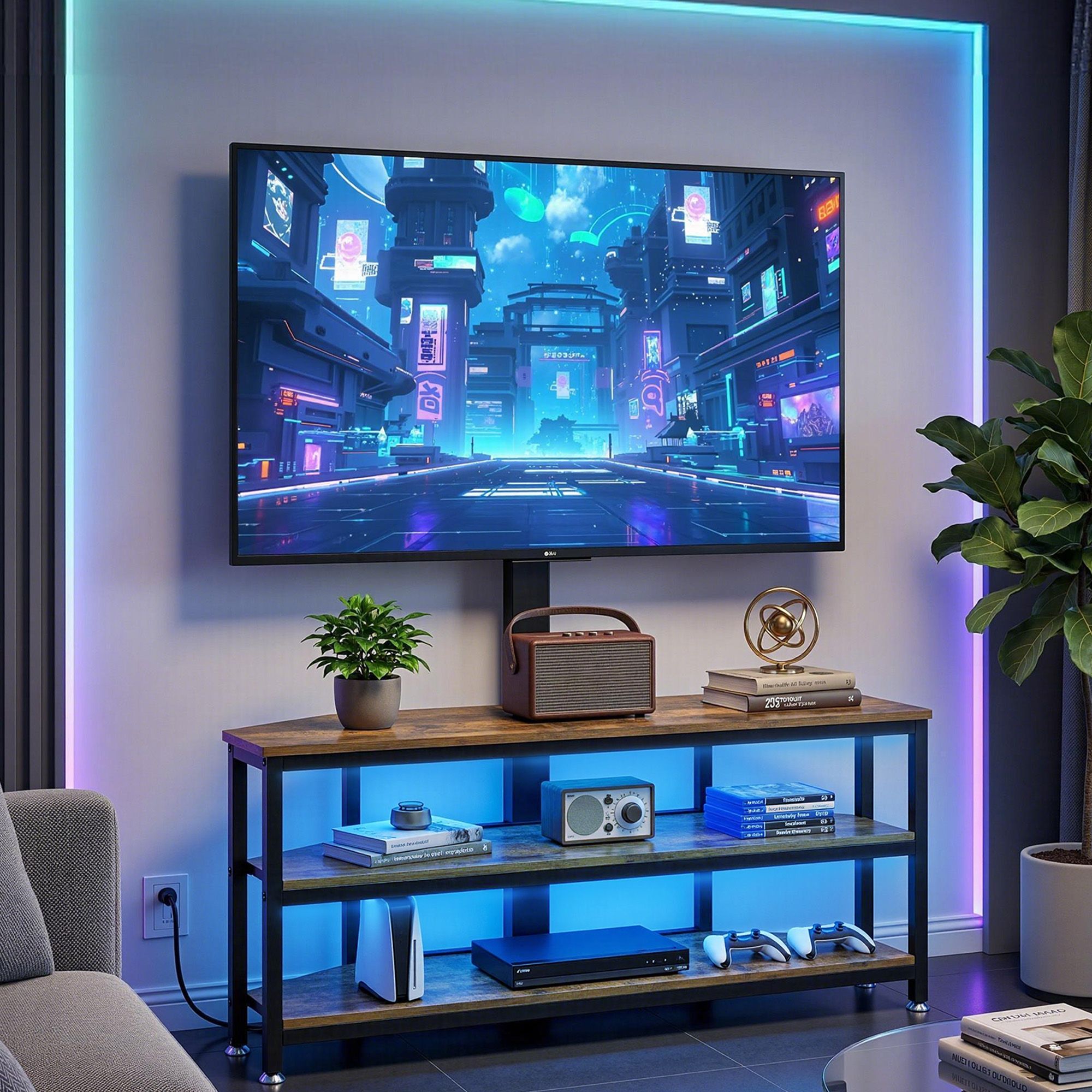 Artiss Corner TV Stand 32-70" w/ Mount LED Lights & Power Outlet Space Saving-Furniture > Living Room > TV Units-PEROZ Accessories