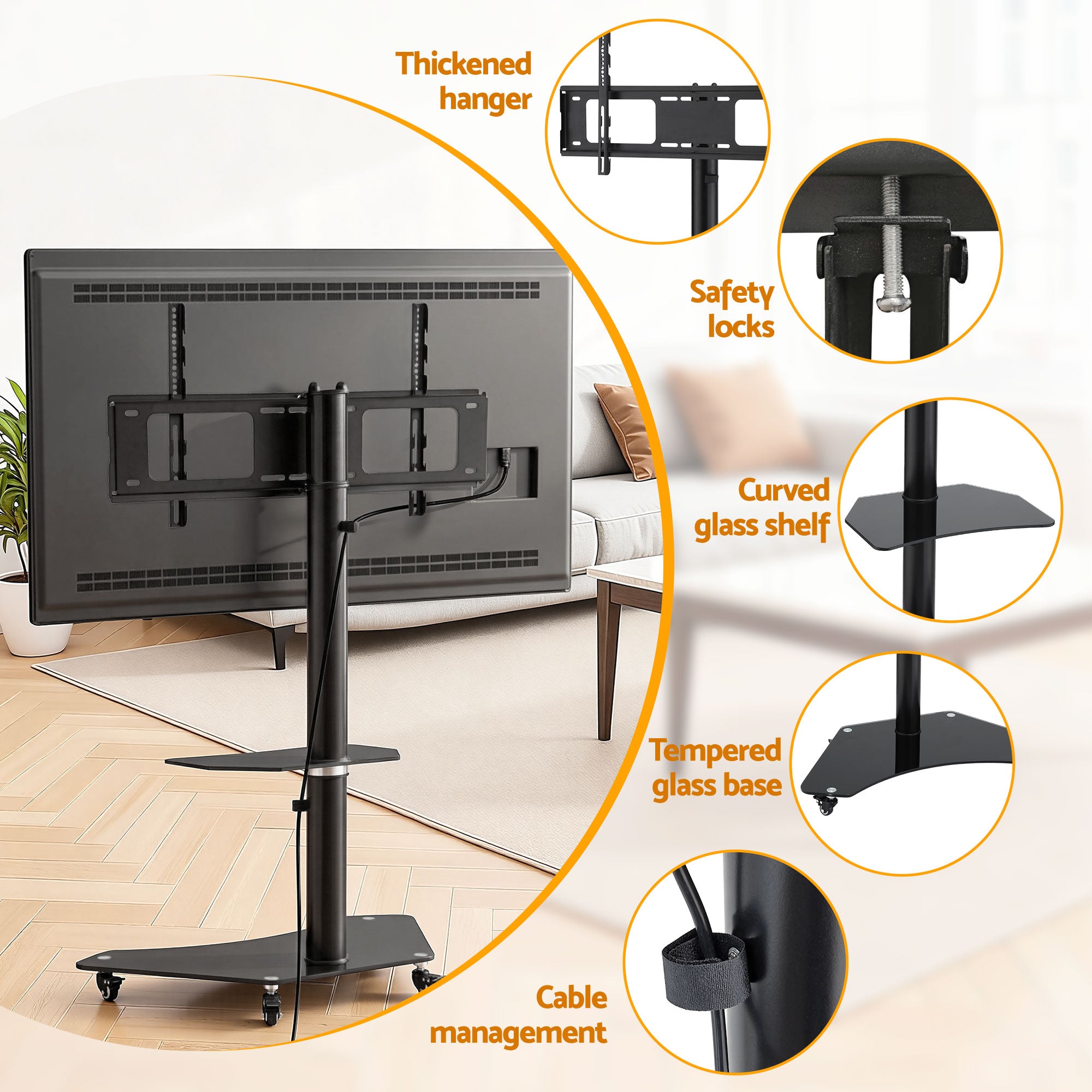 Artiss 40-100" TV Stand Mount Bracket Universal Adjustable Height with Wheels-Furniture > Living Room > TV Units-PEROZ Accessories