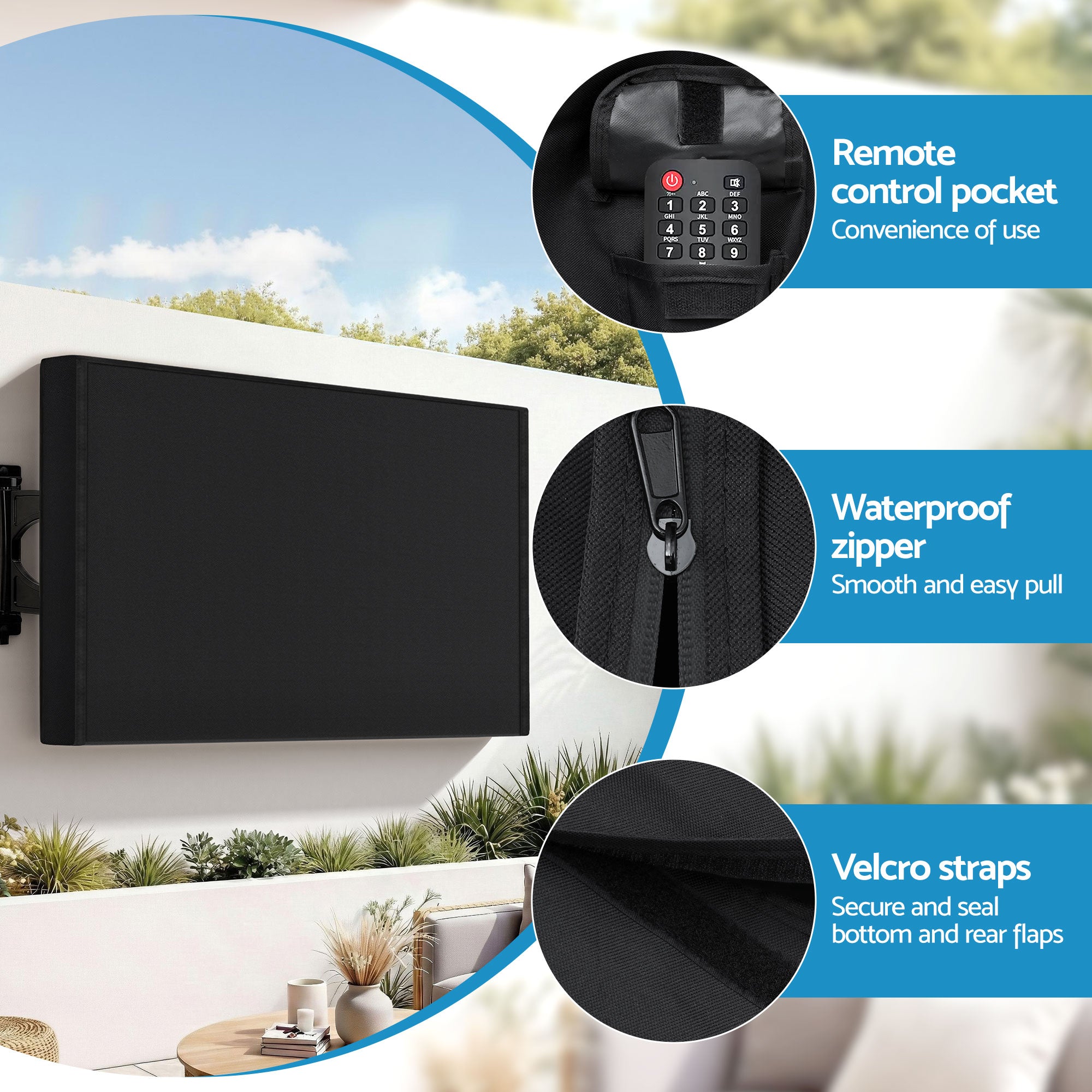 Artiss 55-58 Inch TV Cover Waterproof Outdoor Patio Flat Television Protector-Appliances > TV > TVs & Accessories-PEROZ Accessories