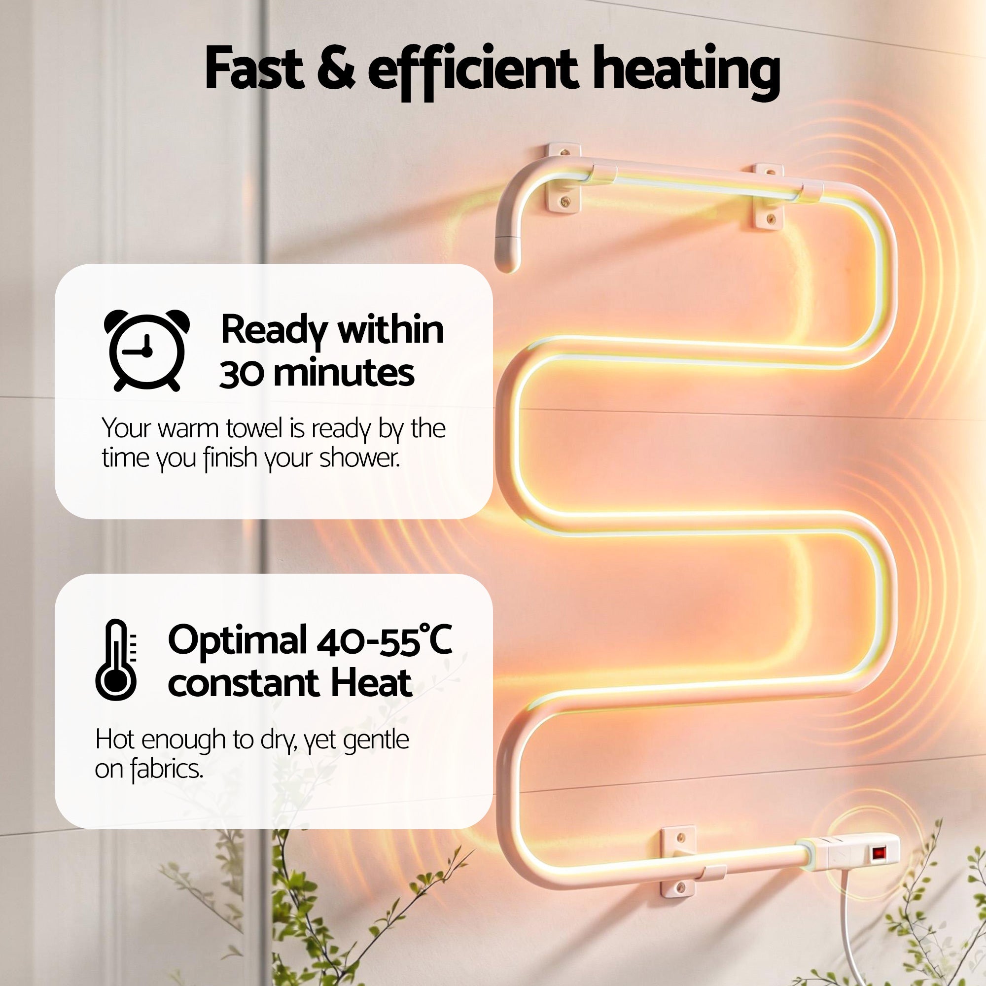 Devanti Heated Towel Rail Freestanding Wall Mounted S-Shape Electric Warmer Rack-Home & Garden > Bathroom Accessories > Towel Racks & Holders-PEROZ Accessories