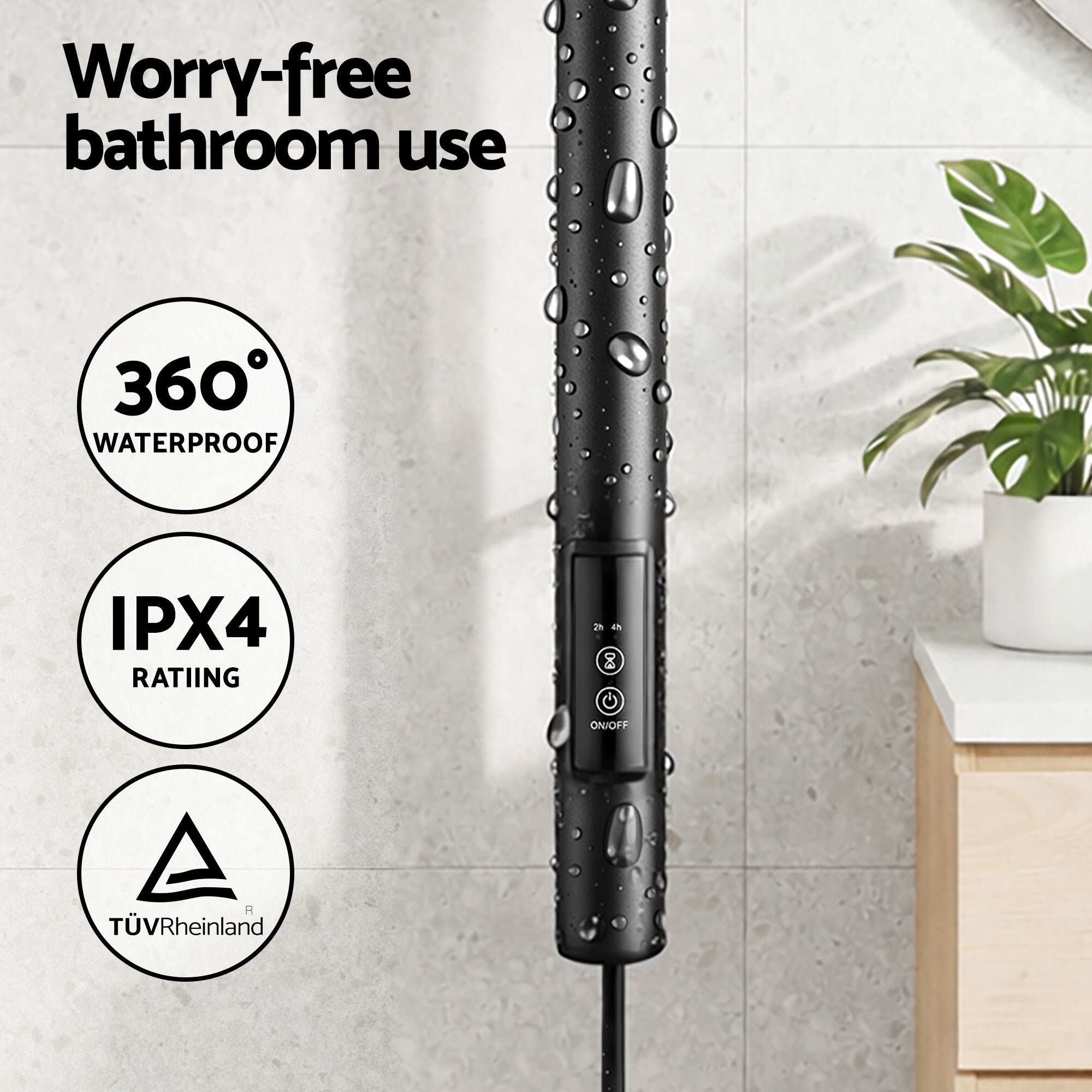 Devanti Heated Towel Rail with Timer Vertical Electric Heater Warmer Rack Black-Home & Garden > Bathroom Accessories > Towel Racks & Holders-PEROZ Accessories