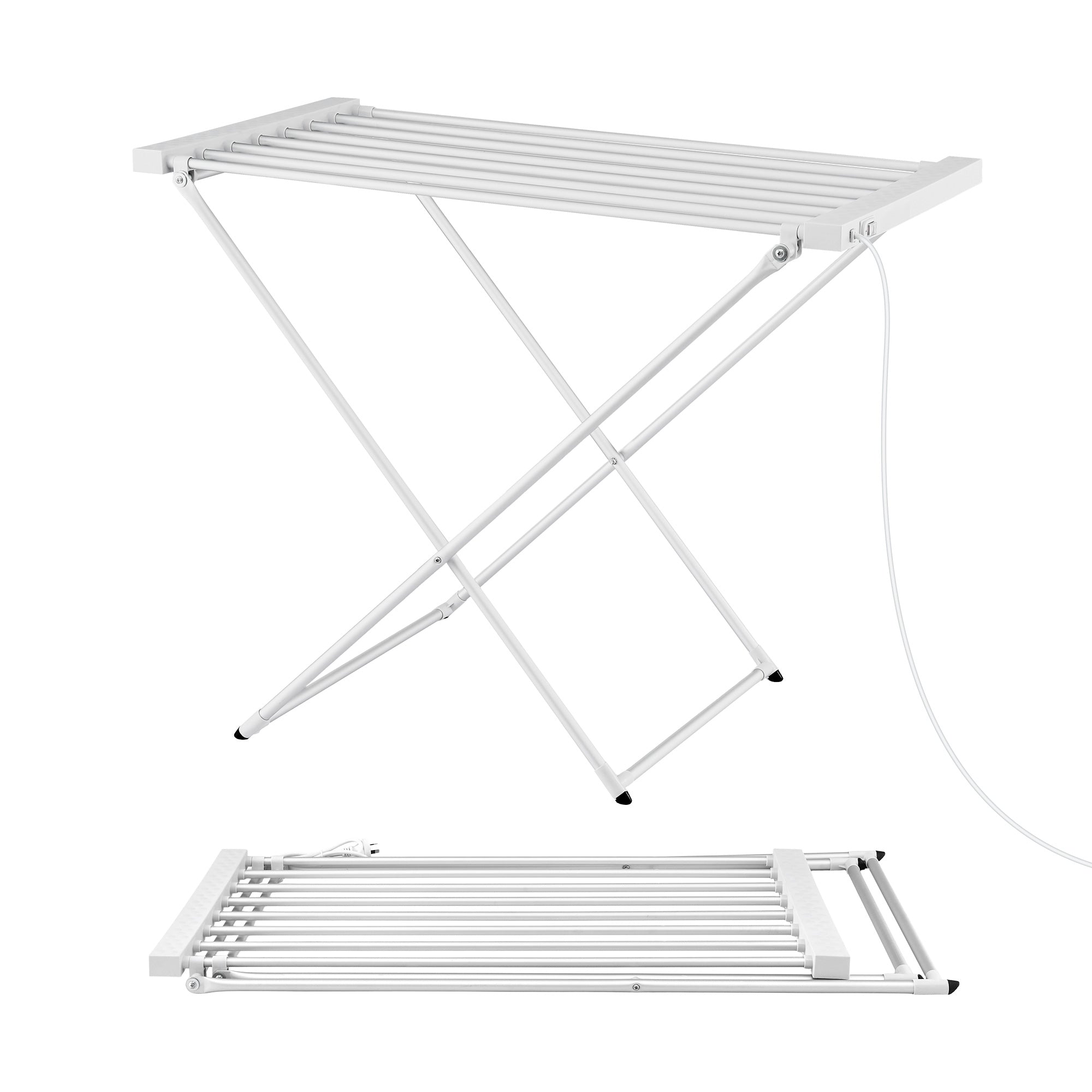 Devanti Heated Towel Rail Electric Clothes Airer Foldable Drying Rack 8 Bars-Home & Garden > Bathroom Accessories > Towel Racks & Holders-PEROZ Accessories