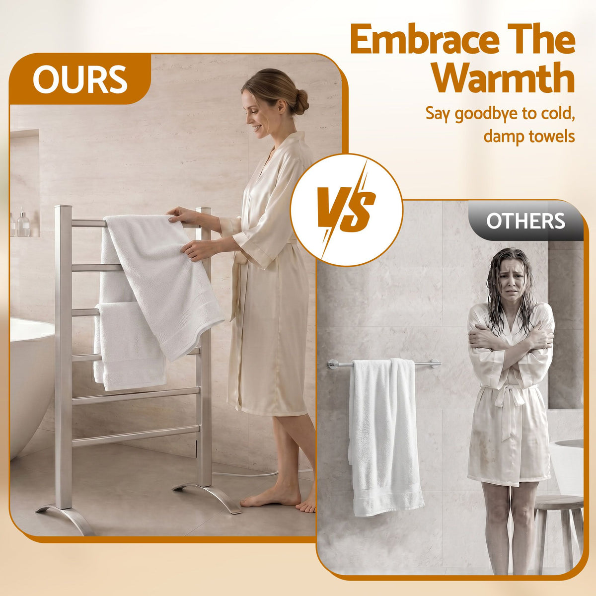 Devanti Electric Heated Towel Rail Rack 6 Bars with Timer Clothes Dry Warmer-Heated Towel Rails-PEROZ Accessories