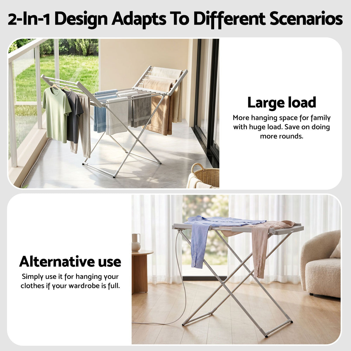 Devanti Electric Heated Towel Rail Rack 18 Bars Freestanding Clothes Dry Warmer-Home & Garden > DIY-PEROZ Accessories