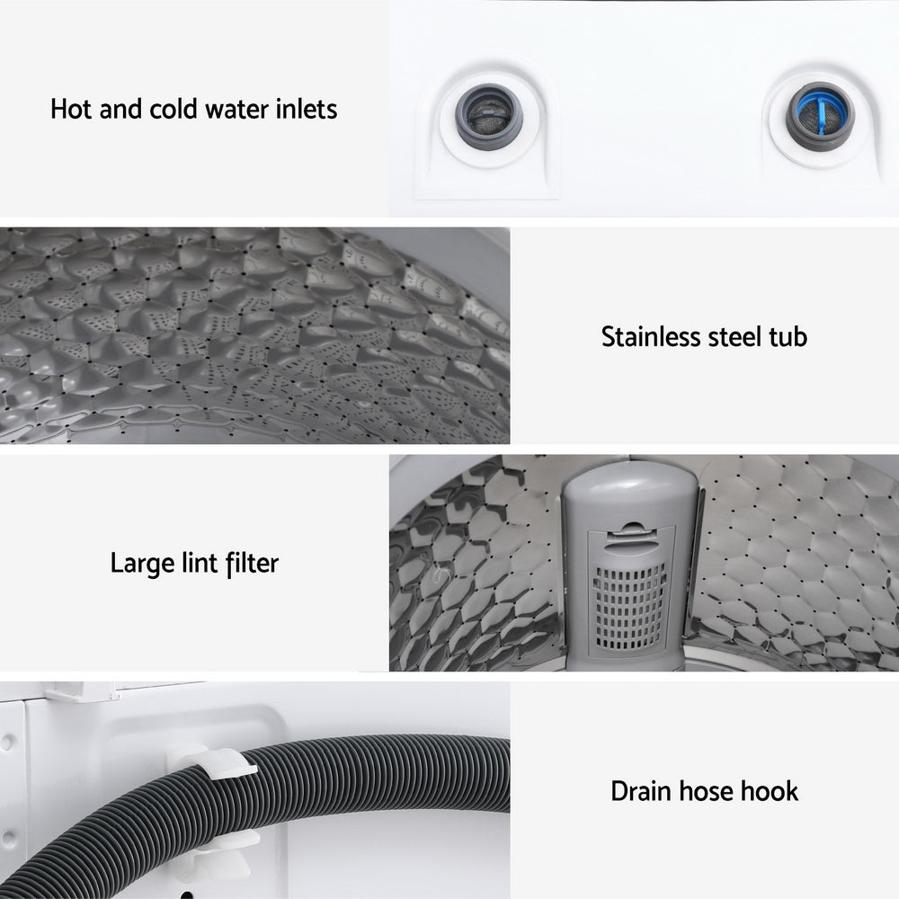 Devanti 6kg Top Load Washing Machine White-Appliances > Washers, Dryers & Irons > Washing Machines-PEROZ Accessories