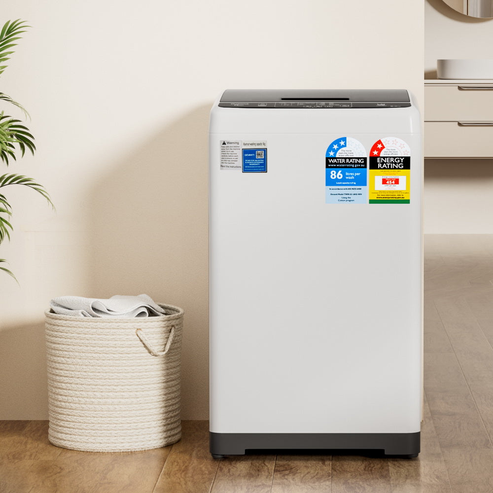 Devanti 6kg Top Load Washing Machine White-Appliances > Washers, Dryers & Irons > Washing Machines-PEROZ Accessories