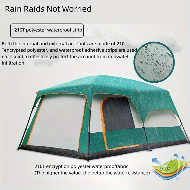 Tasman 3-5 Person Tent Camping Hiking Festival Pop Up Sleeping - Green-Outdoor Recreation > Camping > Tents-PEROZ Accessories