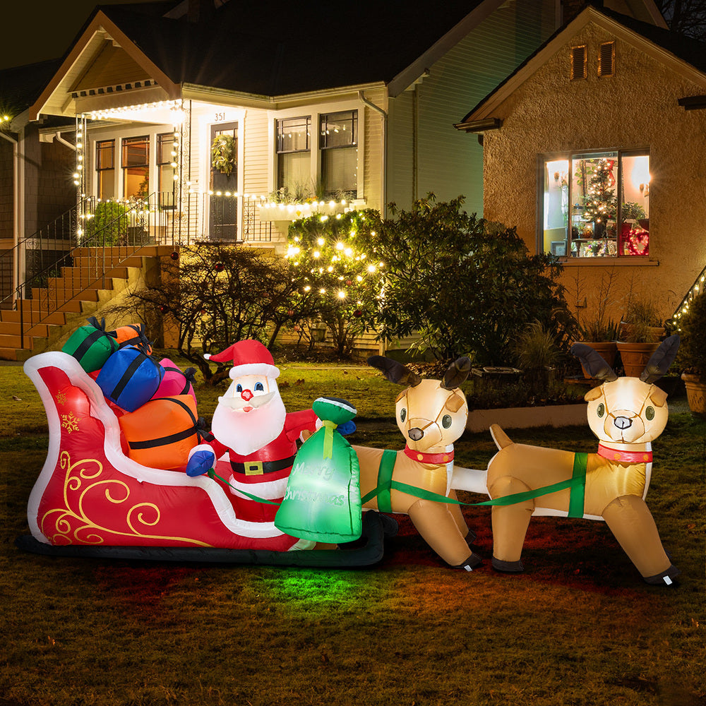 Tinseltown 3M Christmas Inflatable Santa Claus Sleigh Reindeers LED-Christmas Inflatable-PEROZ Accessories