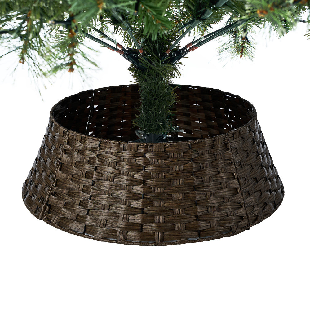 Tinseltown LED Christmas Tree 2.4M 8FT with Rattan Tree Skirt Warm Light Green-Christmas Tree-PEROZ Accessories