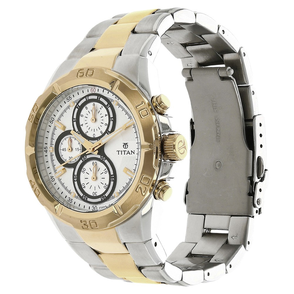 Titan Chronograph White Dial Stainless Steel Strap watch for Men-PEROZ Accessories
