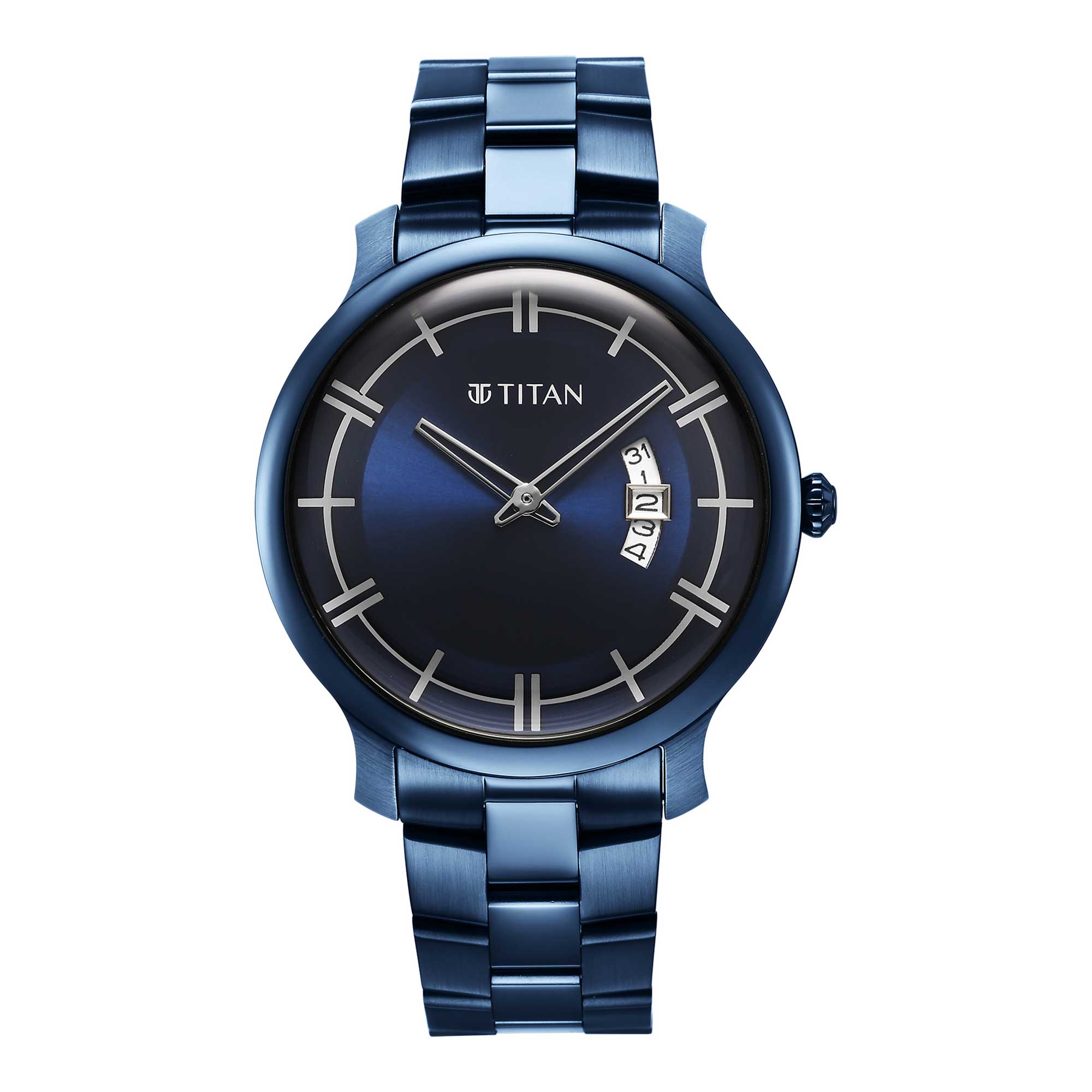 Titan Classic Distincta Blue Dial Analogue with Date Stainless Steel Strap watch for Men-PEROZ Accessories