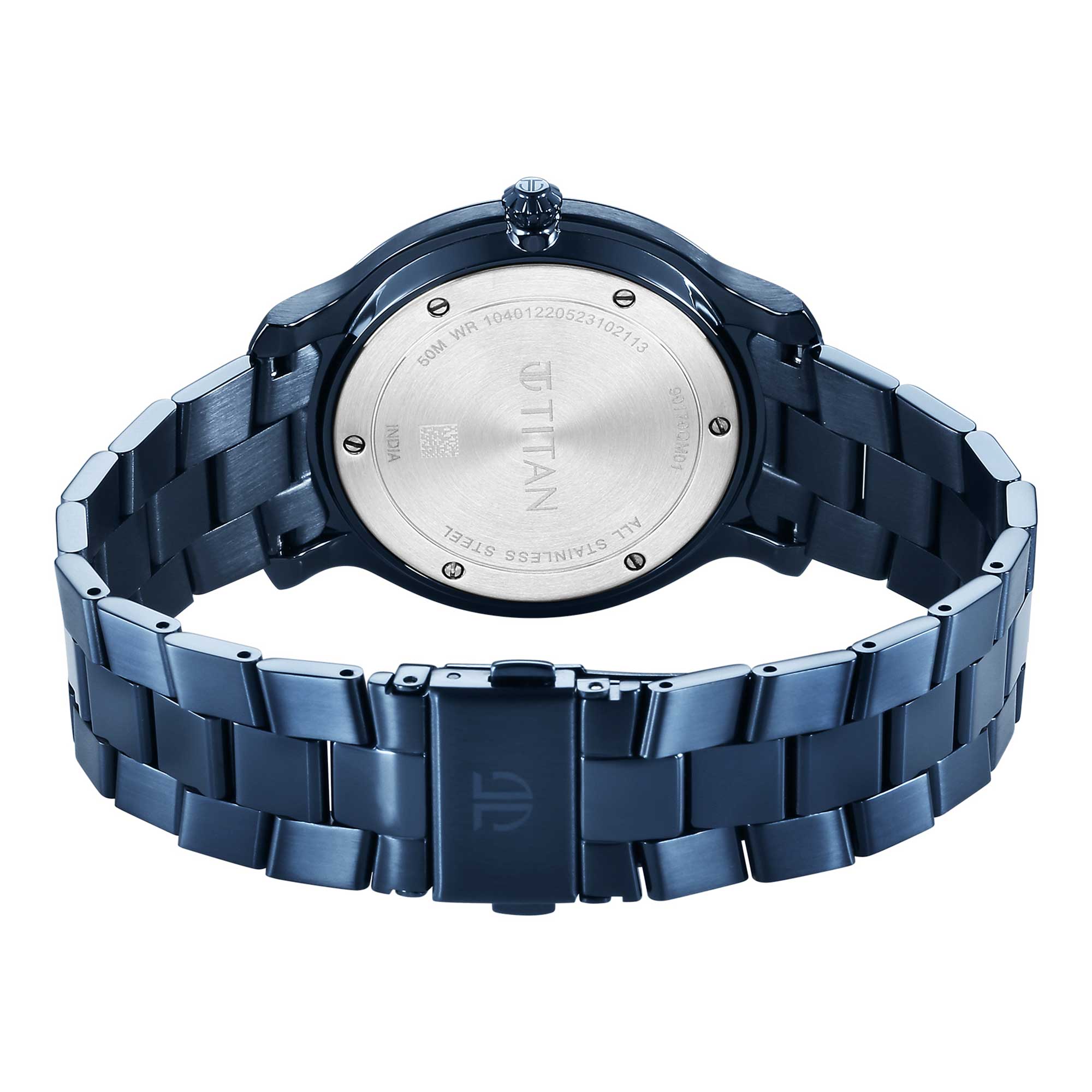 Titan Classic Distincta Blue Dial Analogue with Date Stainless Steel Strap watch for Men-PEROZ Accessories