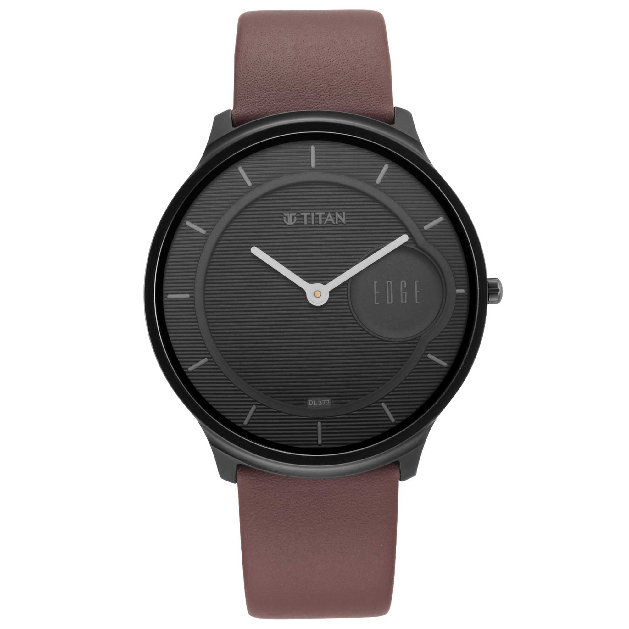 Titan Edge Baseline Black Dial Analogue Leather Strap watch for Men-PEROZ Accessories
