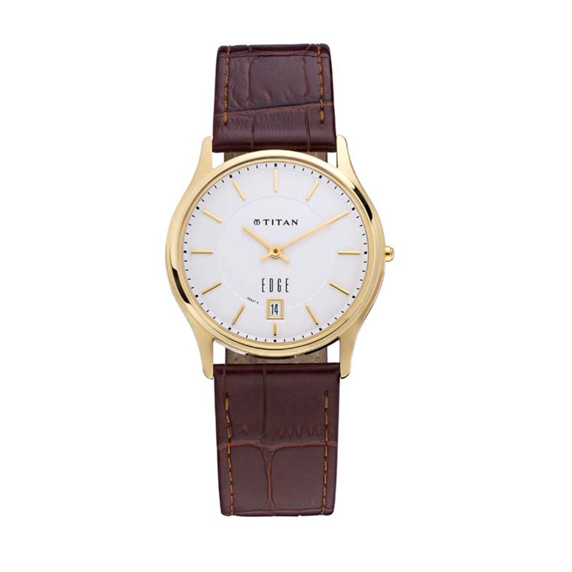 Titan Edge White Dial Analogue with Date Leather Strap Watch for Men-PEROZ Accessories