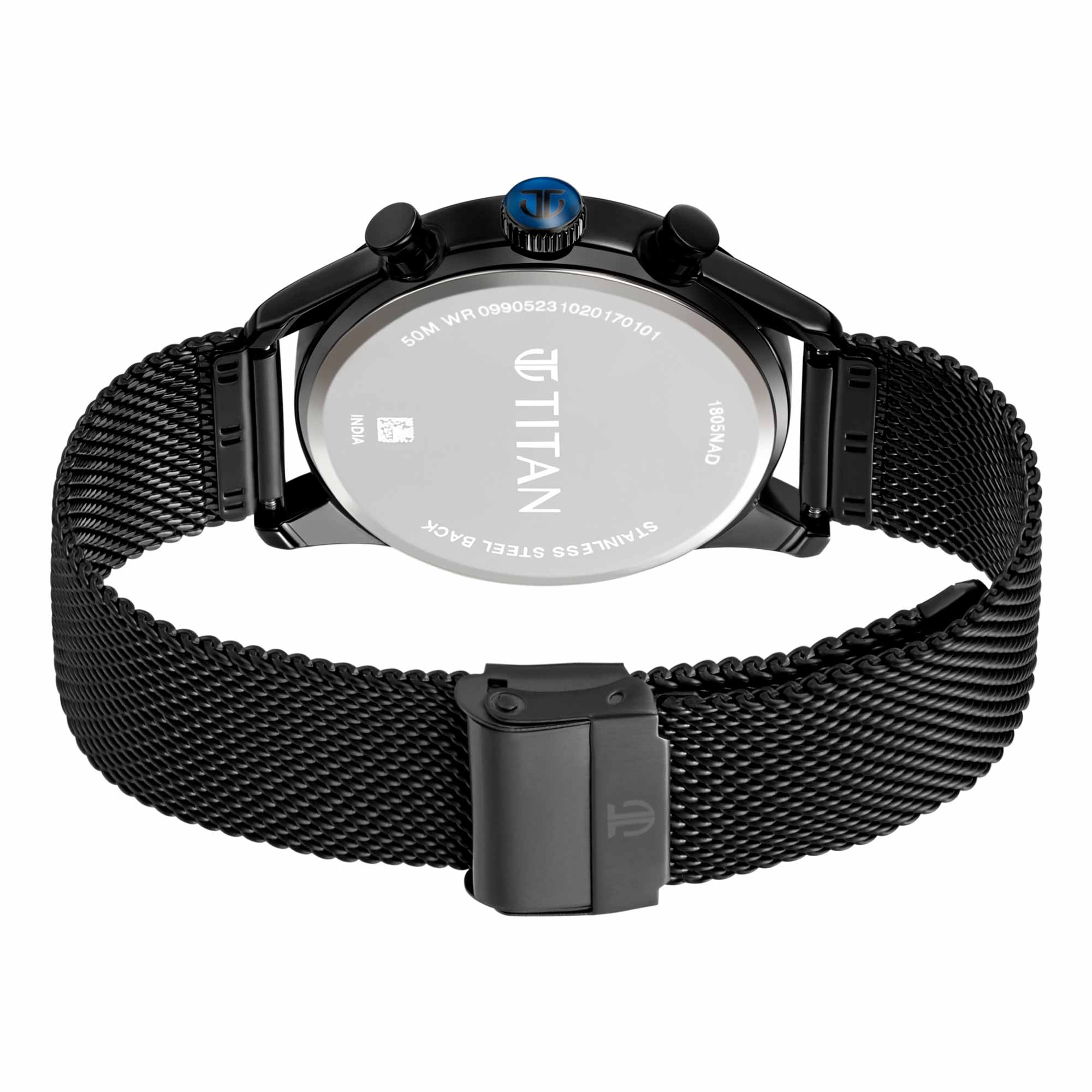 Titan Elmnt Black Dial Analogue Stainless Steel Strap Watch for Men-PEROZ Accessories