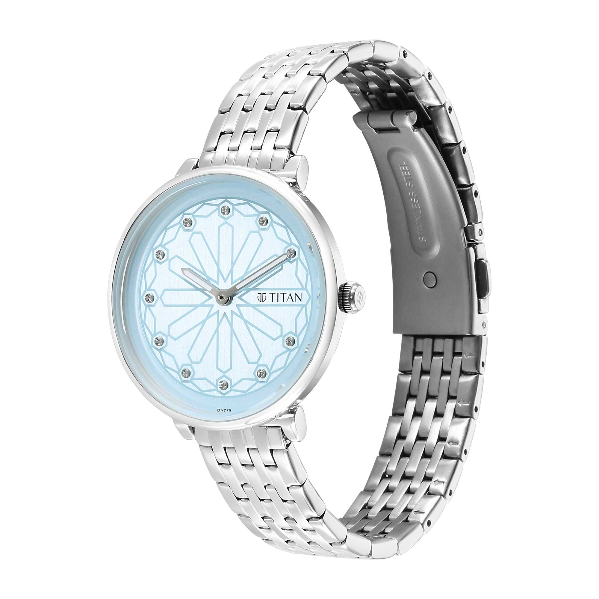 Titan Marhaba Sky Blue Dial Analogue Stainless Steel Strap watch for Women-PEROZ Accessories