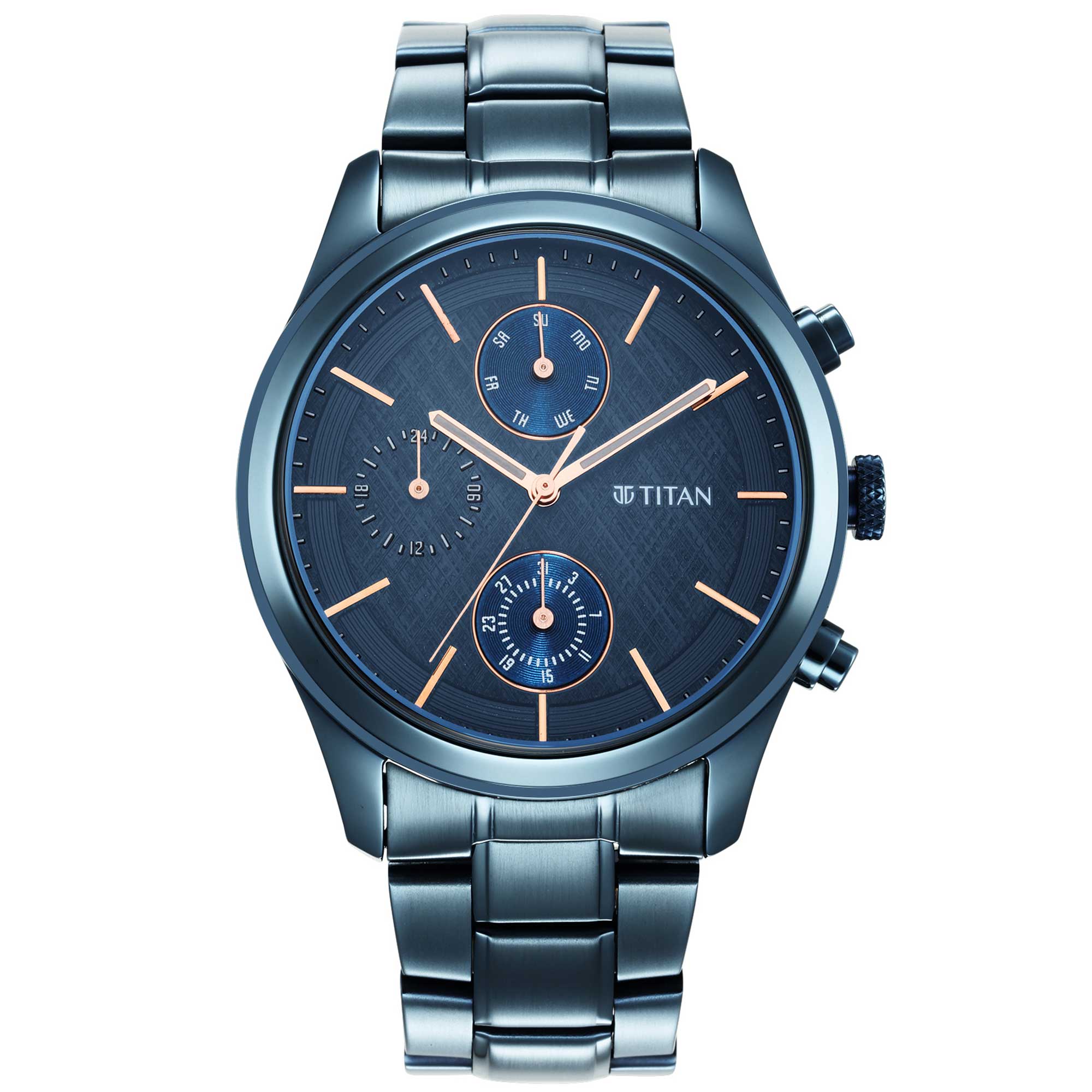 Titan Neo Splash Blue Dial Analogue Quartz Stainless Steel Strap watch for Men-PEROZ Accessories