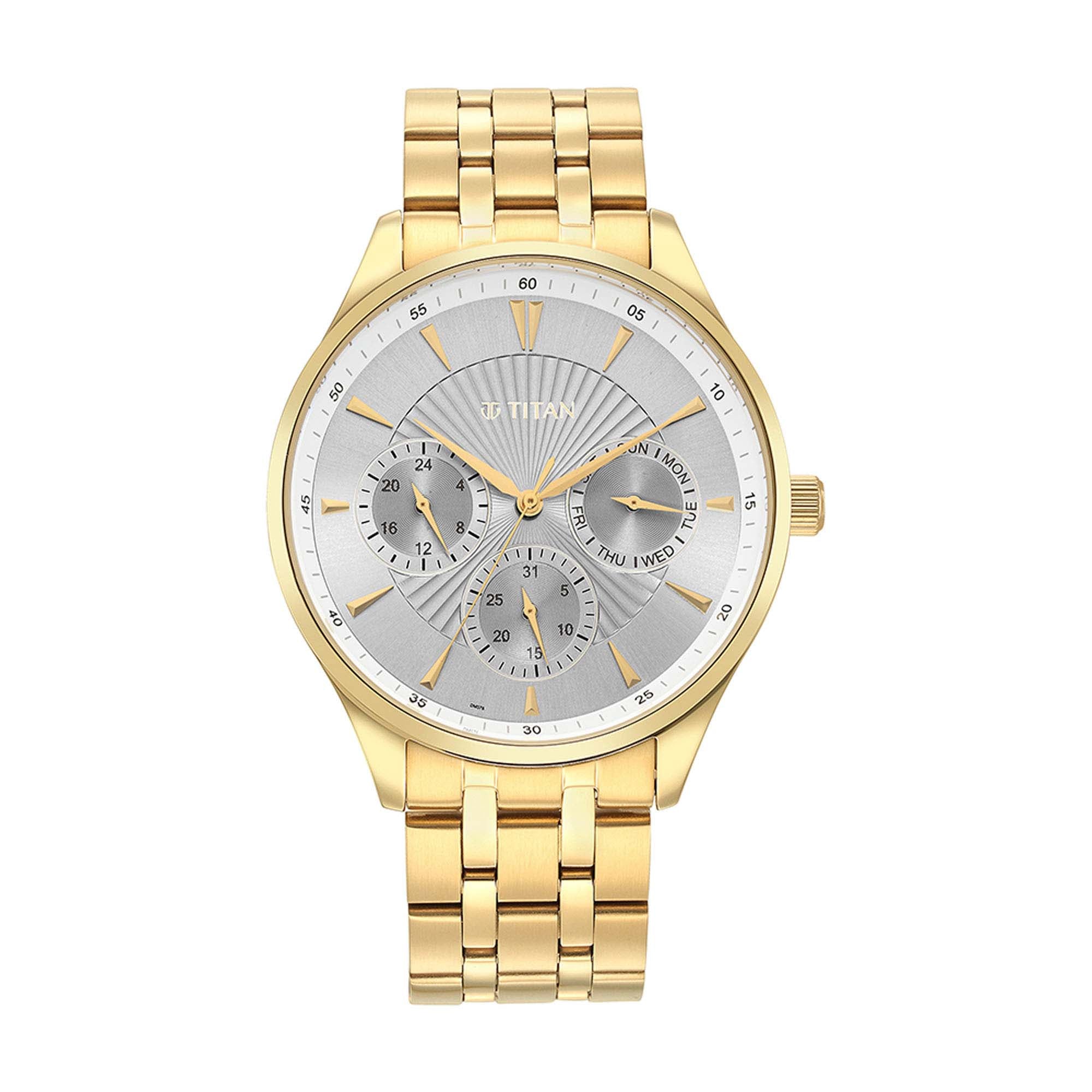 Titan Opulent III Silver Dial Multifunction Watch for Men-PEROZ Accessories