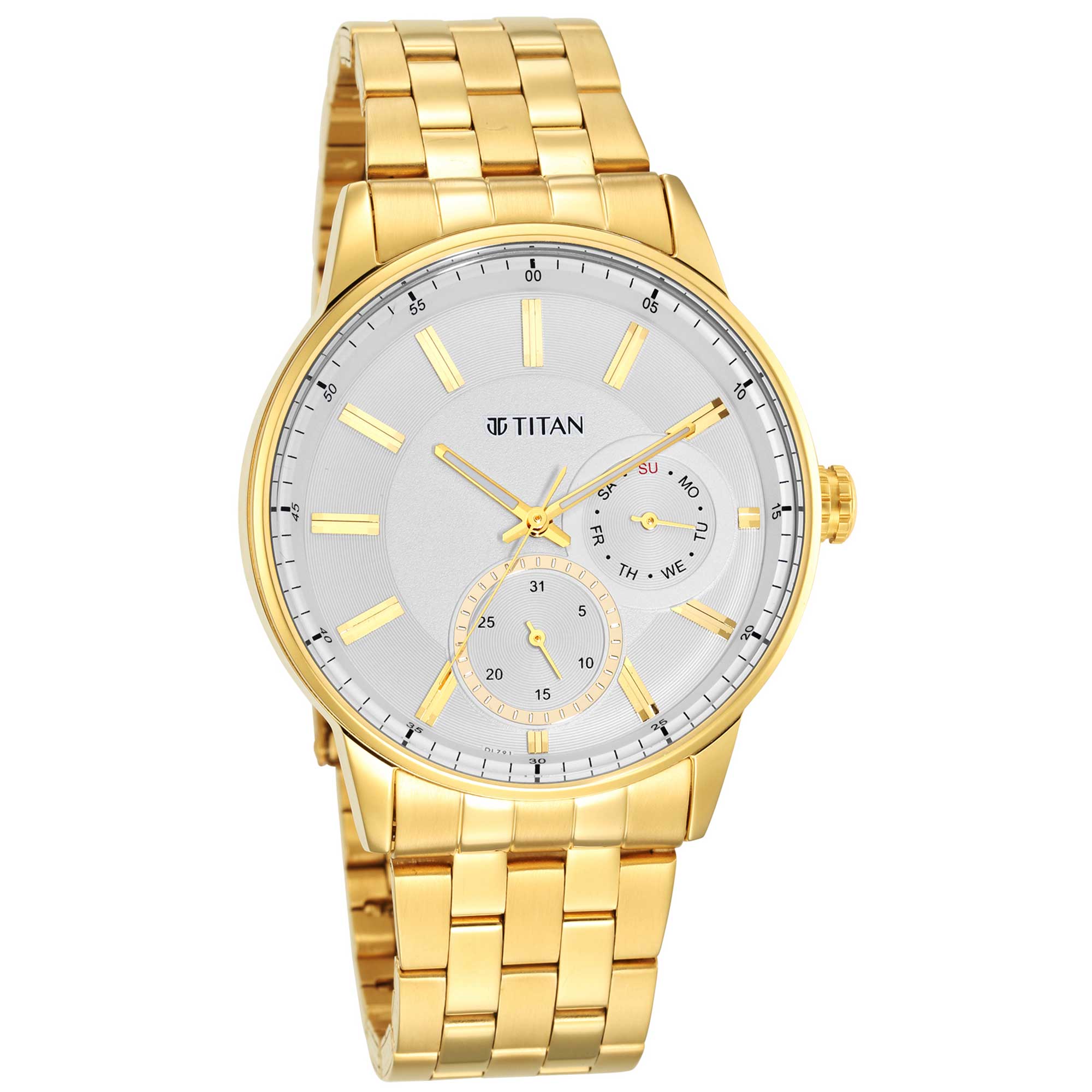 Titan Quartz Analogue White Dial Stainless Steel Strap Watch for Men-PEROZ Accessories