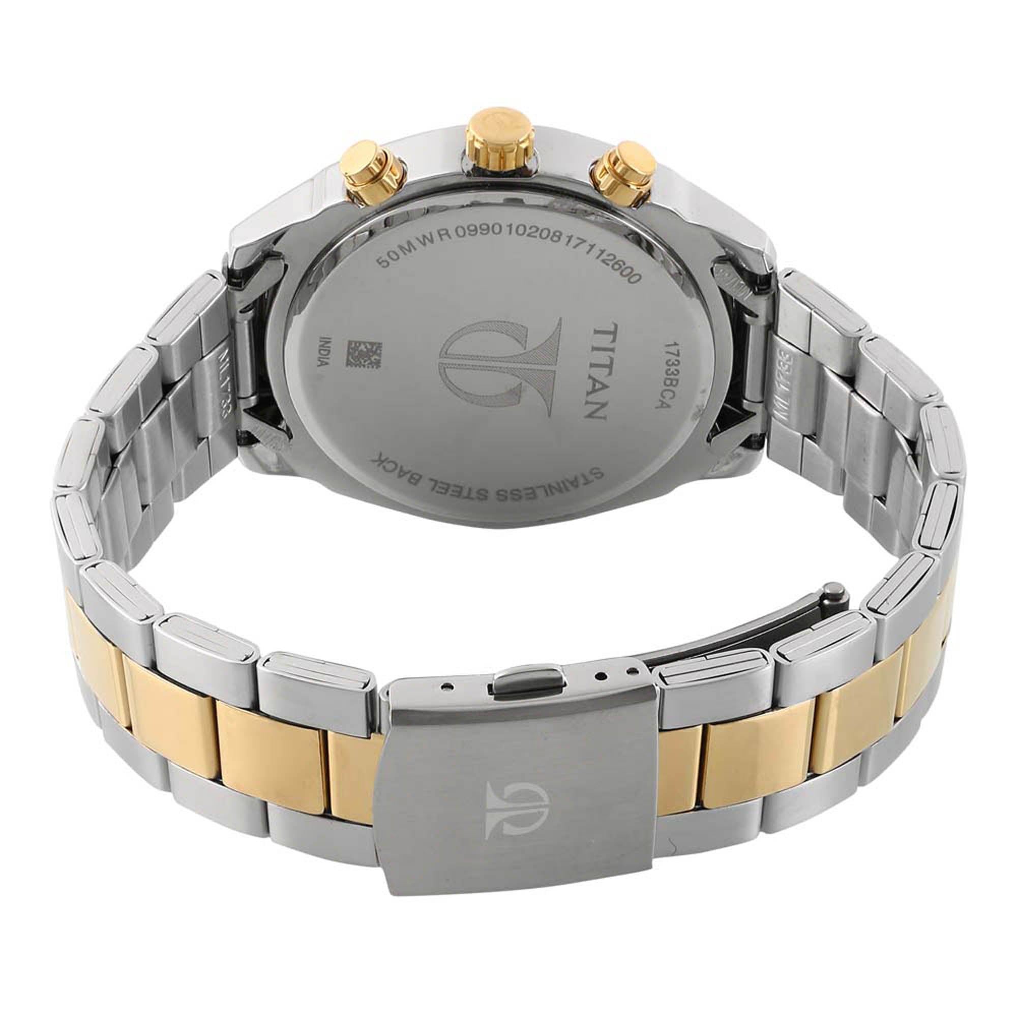 Titan Quartz Multifunction Silver Dial Stainless Steel Strap Watch for Men-PEROZ Accessories