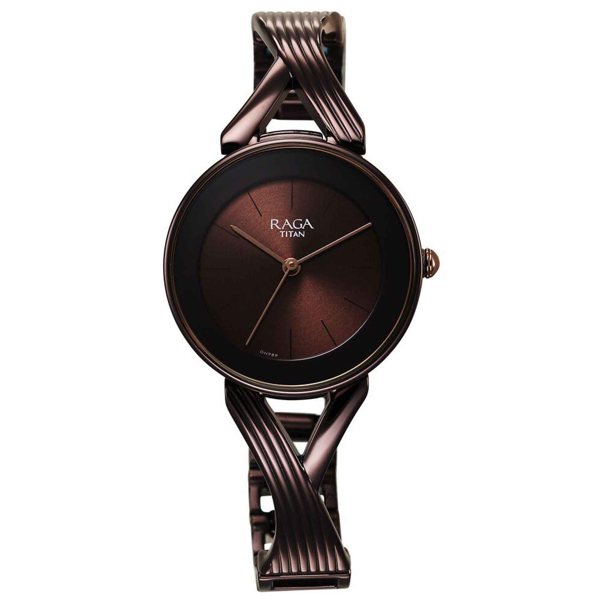 Titan Raga Chic Quartz Analogue Brown Dial Metal Strap Watch for Women-PEROZ Accessories