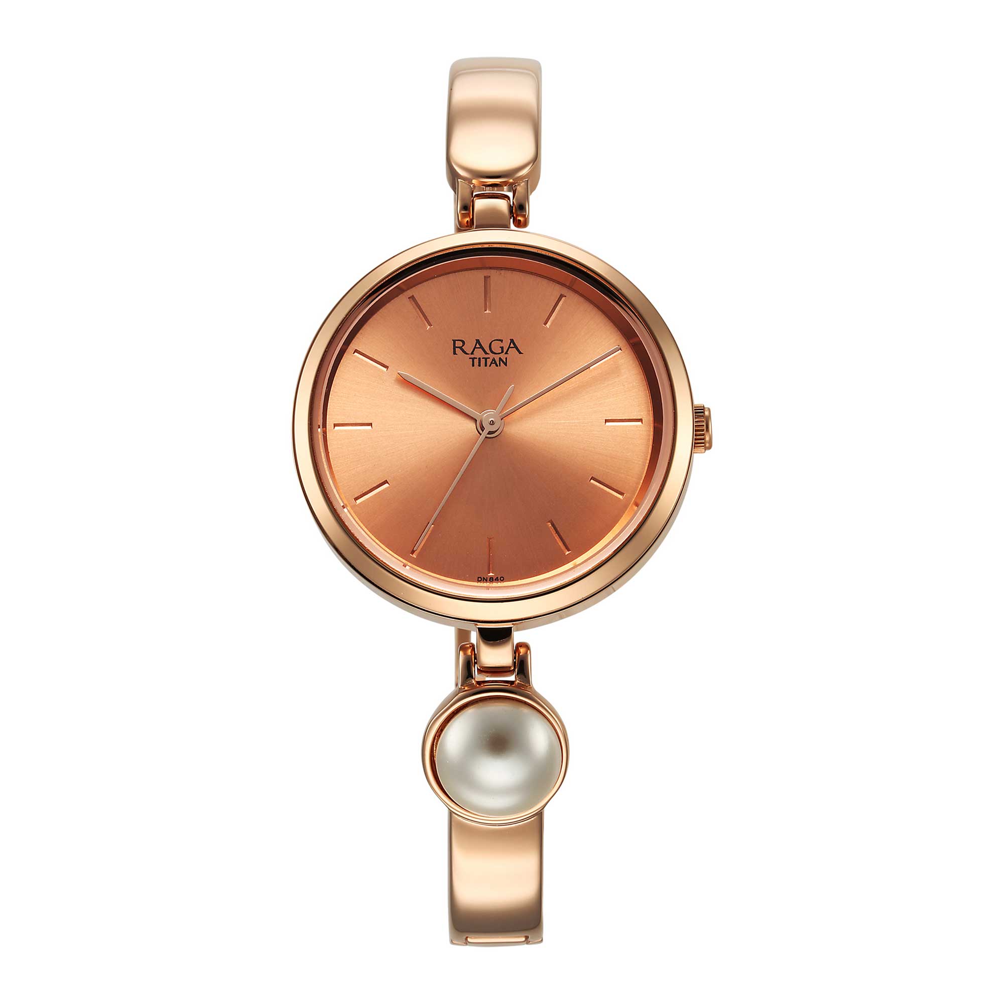Titan Raga Power Pearls Quartz Analogue Rose Gold Dial Metal Strap with pearl Watch for Women-PEROZ Accessories