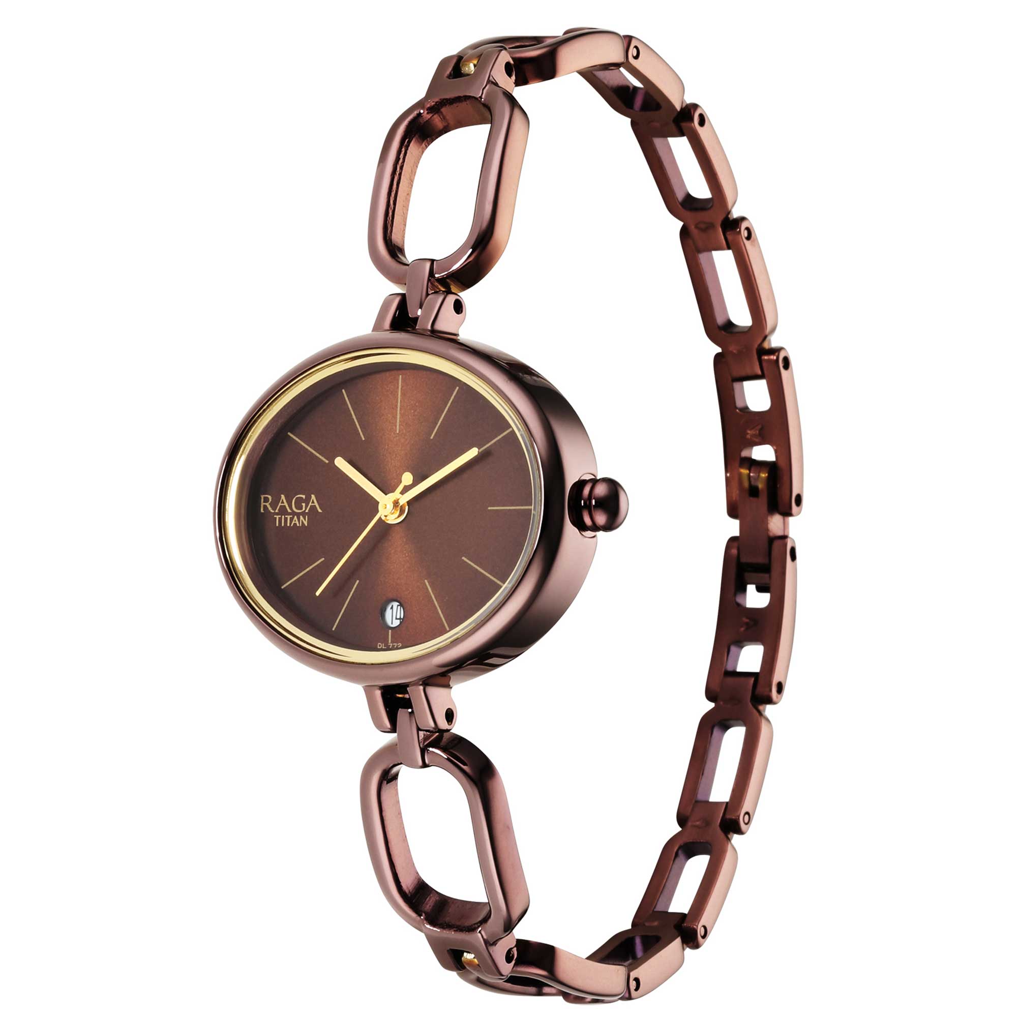 Titan Raga Viva Brown Dial Analogue Metal Strap Watch for Women-PEROZ Accessories