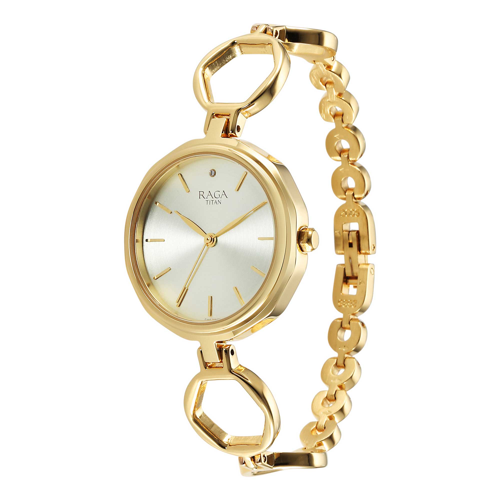 Titan Raga Viva Golden Dial Analog Quartz Metal Strap Watch for Women-PEROZ Accessories