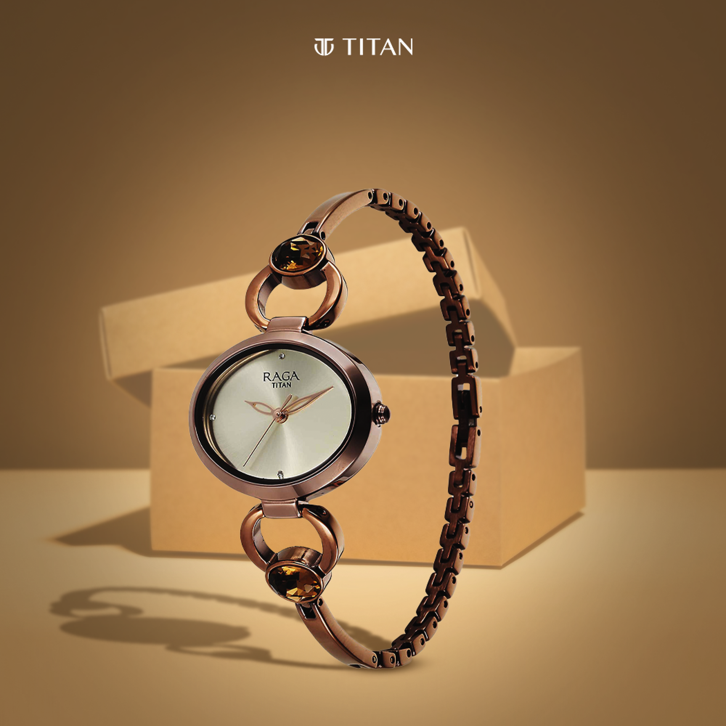 Titan Raga Viva Quartz Analog Champagne Dial Metal Strap Watch for Women-PEROZ Accessories