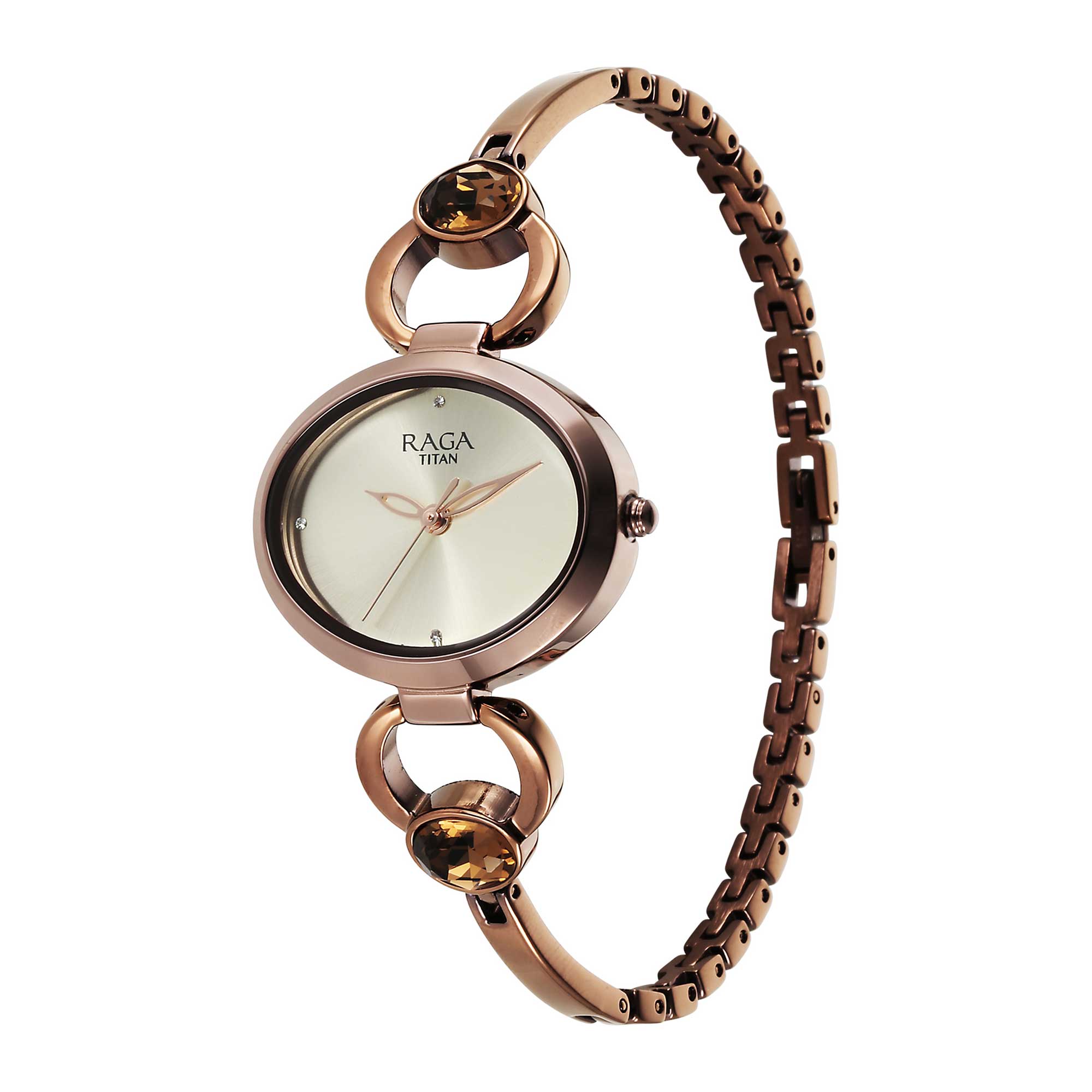 Titan Raga Viva Quartz Analog Champagne Dial Metal Strap Watch for Women-PEROZ Accessories