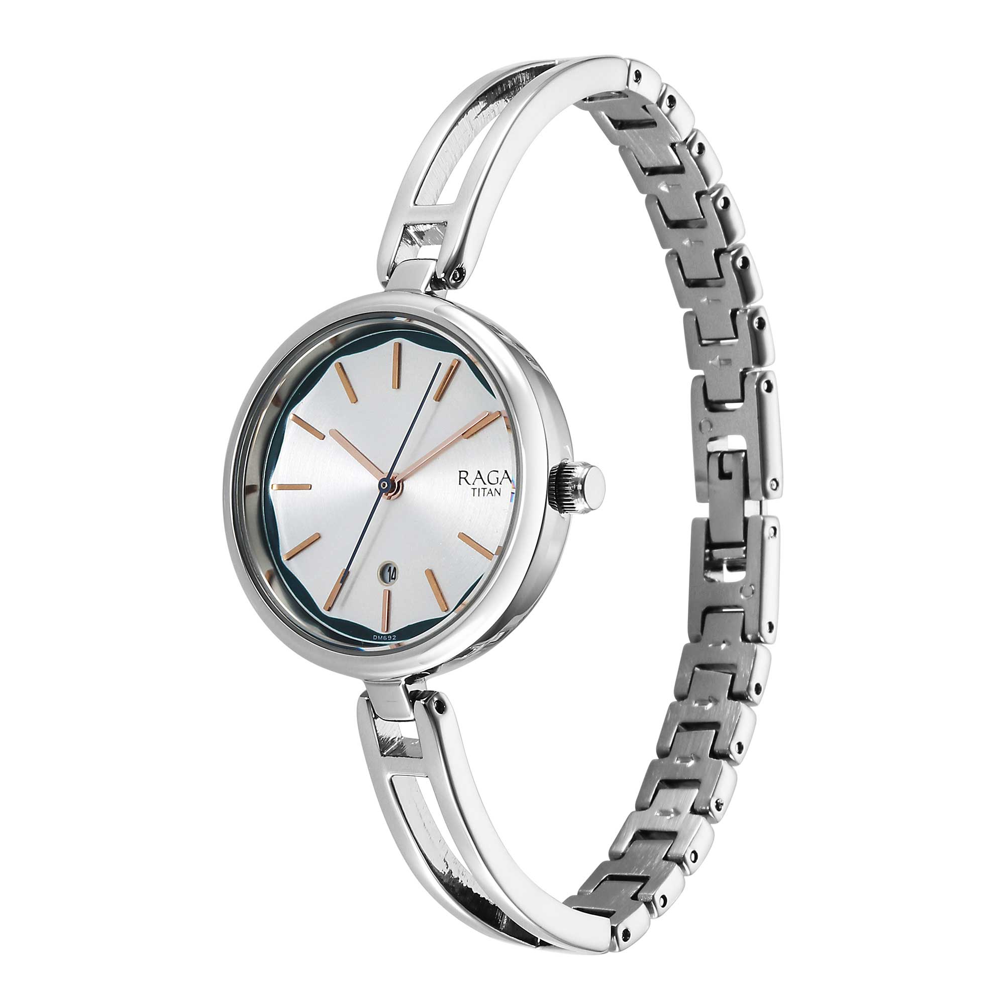 Titan Raga Viva Silver Dial Metal Strap Watch for Women-PEROZ Accessories