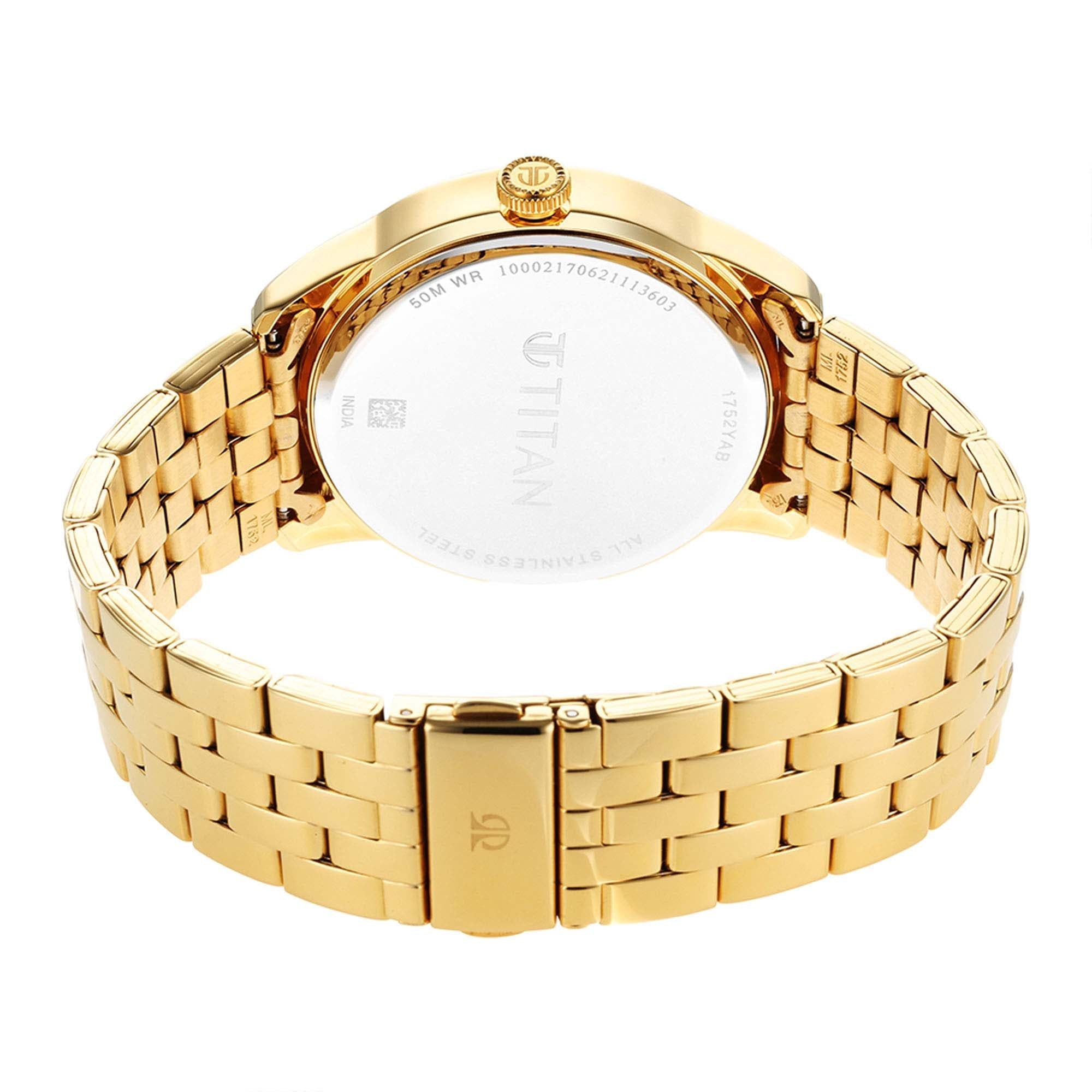 Titan Regalia Opulent Champagne Dial Analogue Stainless Steel Strap watch for Men-PEROZ Accessories