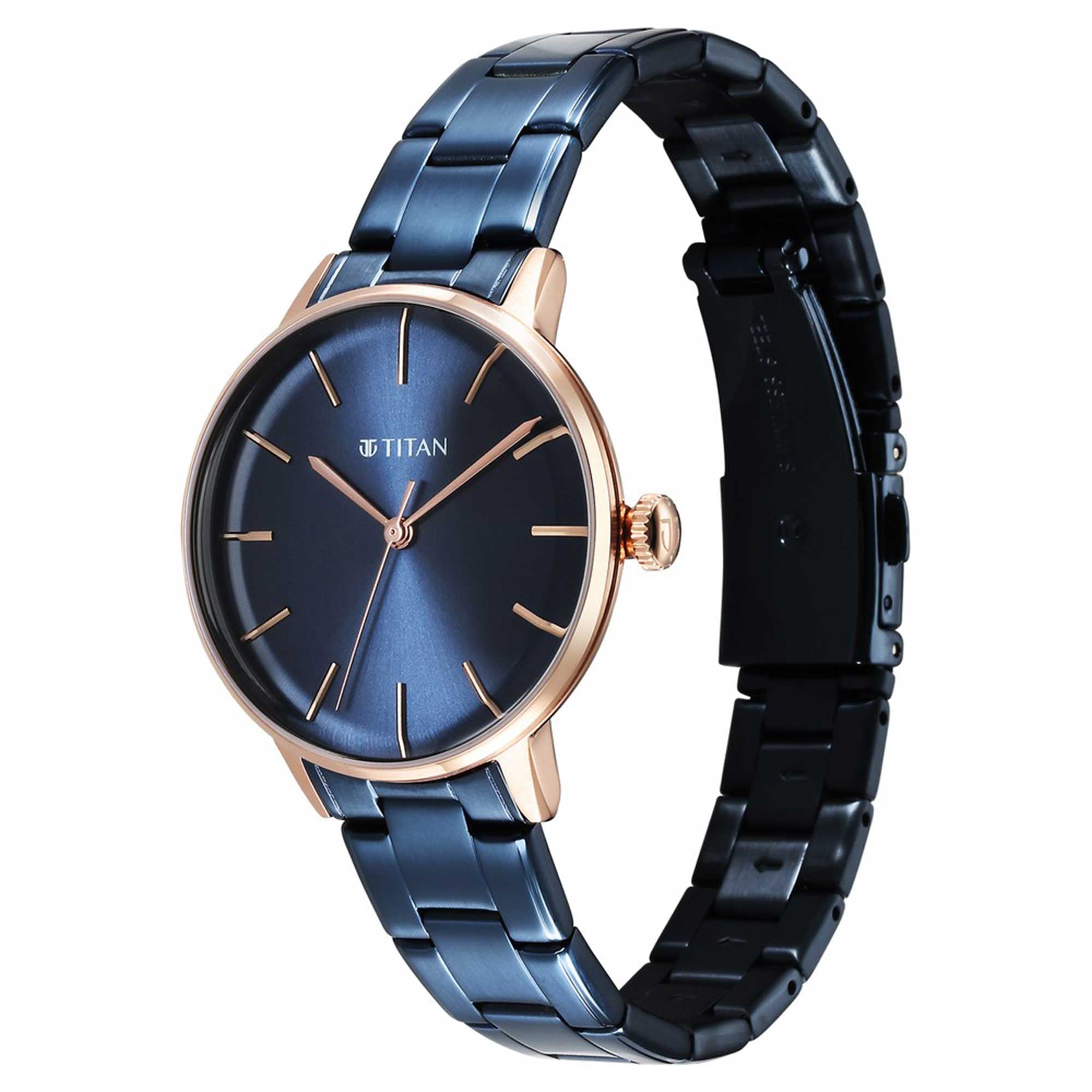 Titan TGIF Quartz Analogue Blue Dial Blue Stainless Steel Strap Watch for Women-PEROZ Accessories