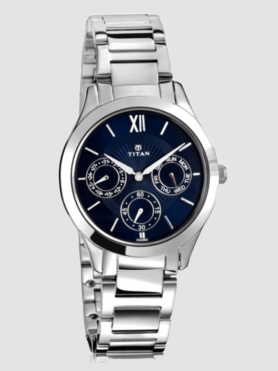 Titan Workwear Blue Dial Women Watch With Stainless Steel Strap-PEROZ Accessories
