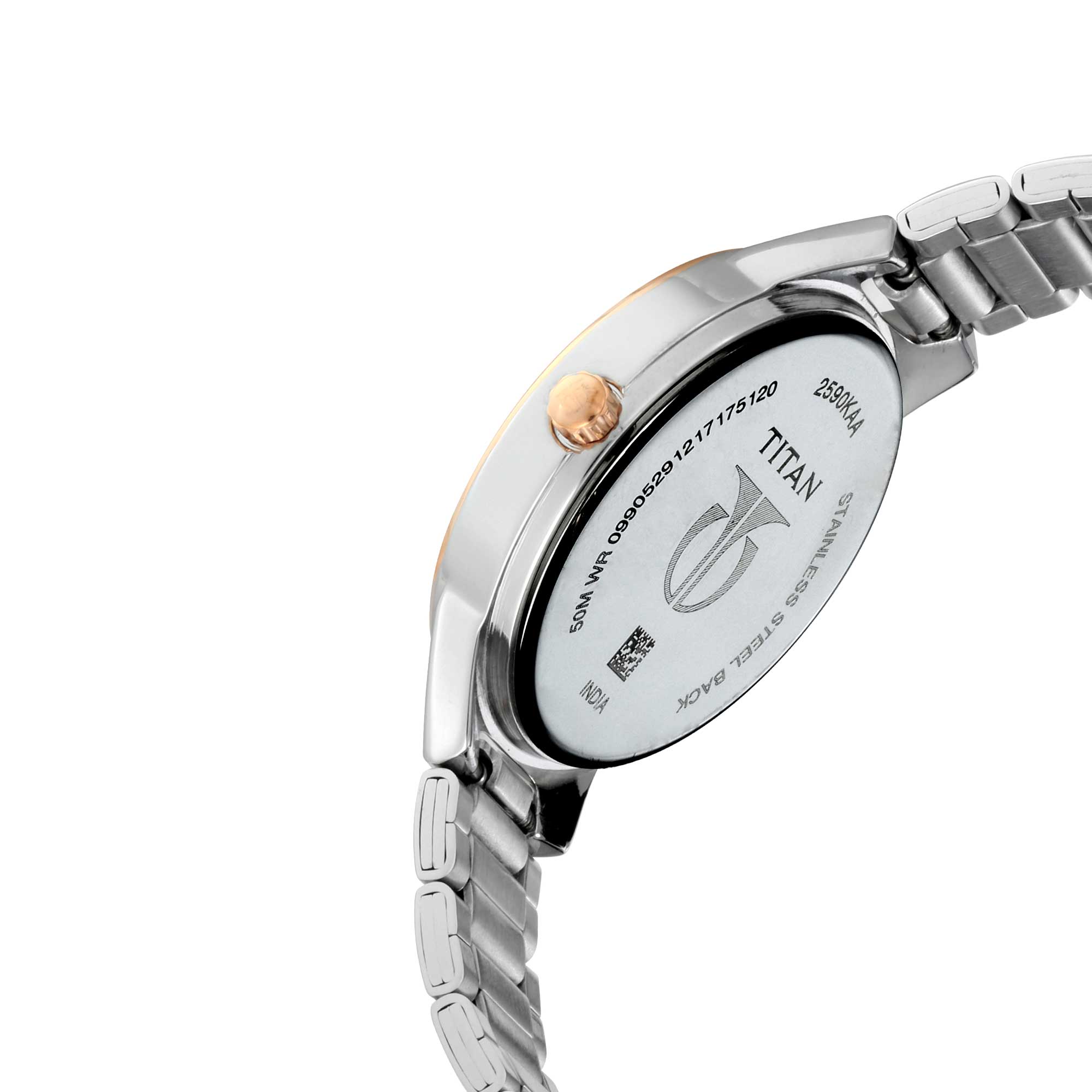 Titan Workwear White Moonphase Stainless Steel Strap watch for Women-PEROZ Accessories