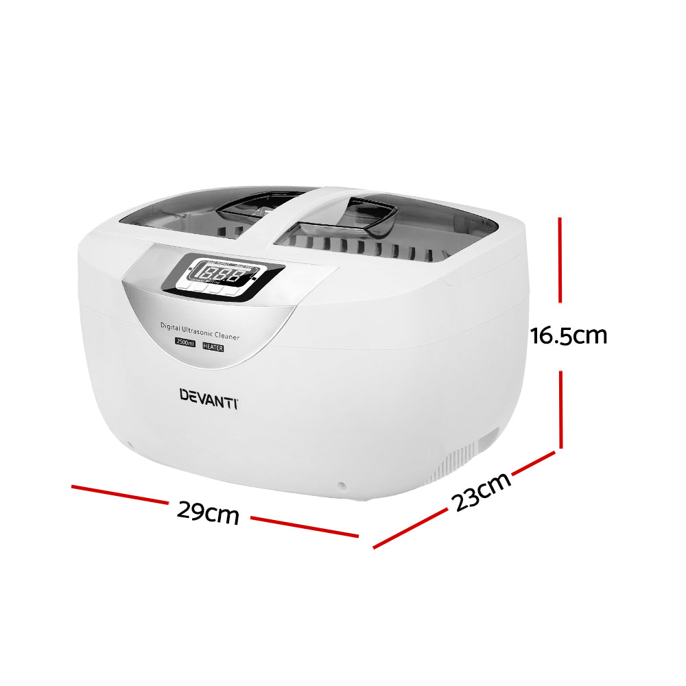 Devanti 2500ml Ultrasonic Cleaner Heater Jewellery Glasses Cleaning Machine 70W-Appliances > Appliances Others-PEROZ Accessories