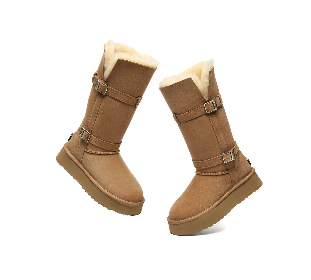 UGG EVERAU® 3-Way Style UGG Boots Women Sheepskin Wool Knee High Platform Tall Valerie-PEROZ Accessories