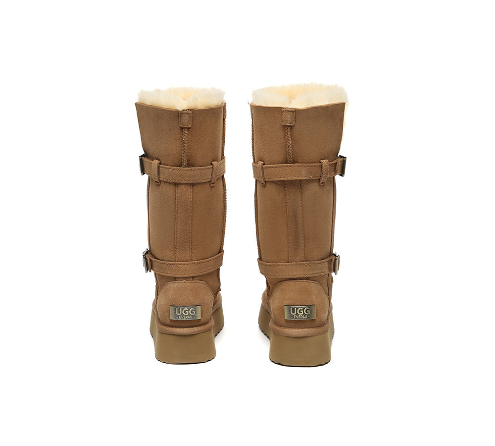 UGG EVERAU® 3-Way Style UGG Boots Women Sheepskin Wool Knee High Platform Tall Valerie-PEROZ Accessories