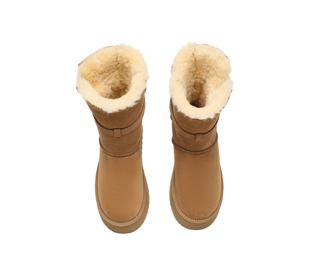 UGG EVERAU® 3-Way Style UGG Boots Women Sheepskin Wool Platform Short Valerie-PEROZ Accessories