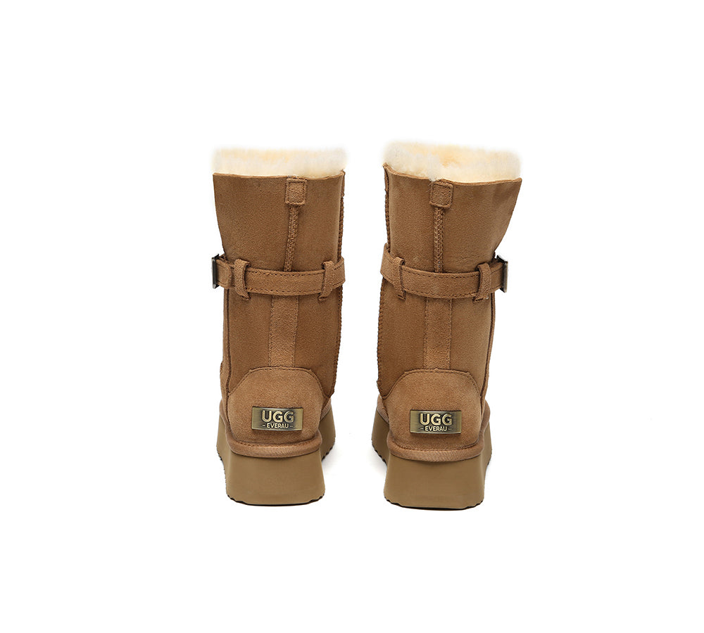 UGG EVERAU® 3-Way Style UGG Boots Women Sheepskin Wool Platform Short Valerie-PEROZ Accessories