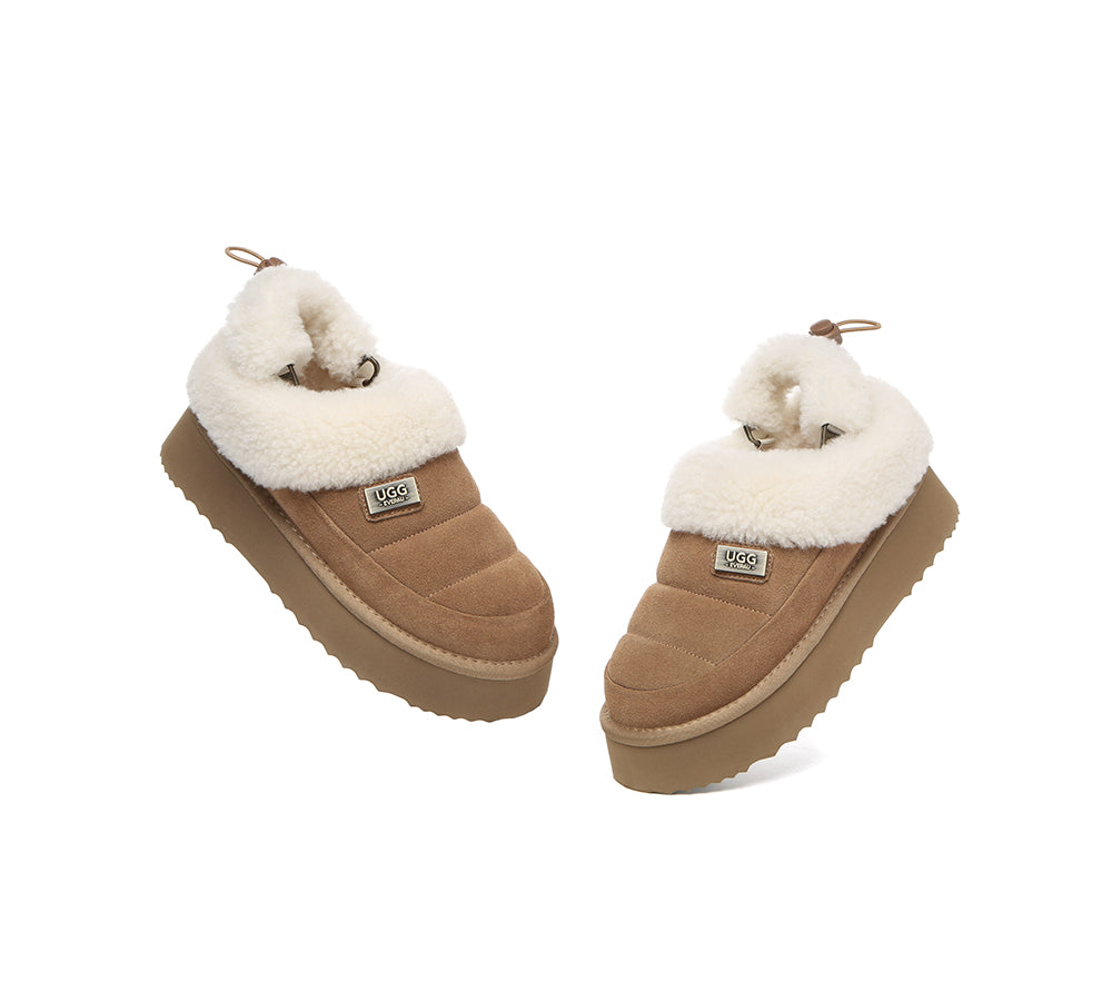 UGG EVERAU® UGG Slippers Women Removable Wool Strap Drawstring Slingback Platform Paige-PEROZ Accessories